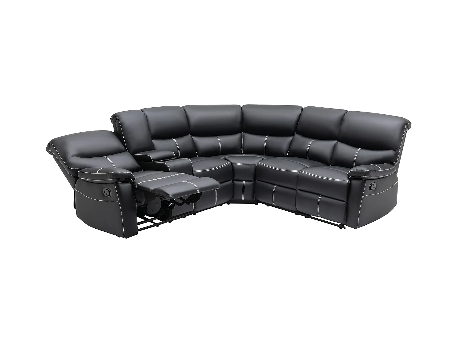 Relax-Ecksofa - Kunstleder - Schwarz - CANBY