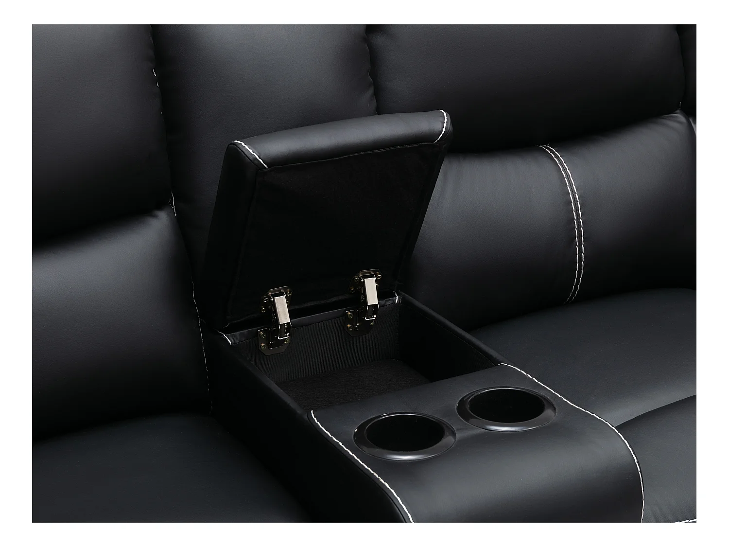 Relax-Ecksofa - Kunstleder - Schwarz - CANBY