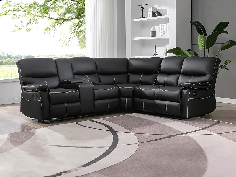 Canapé d'angle relax en simili noir CANBY