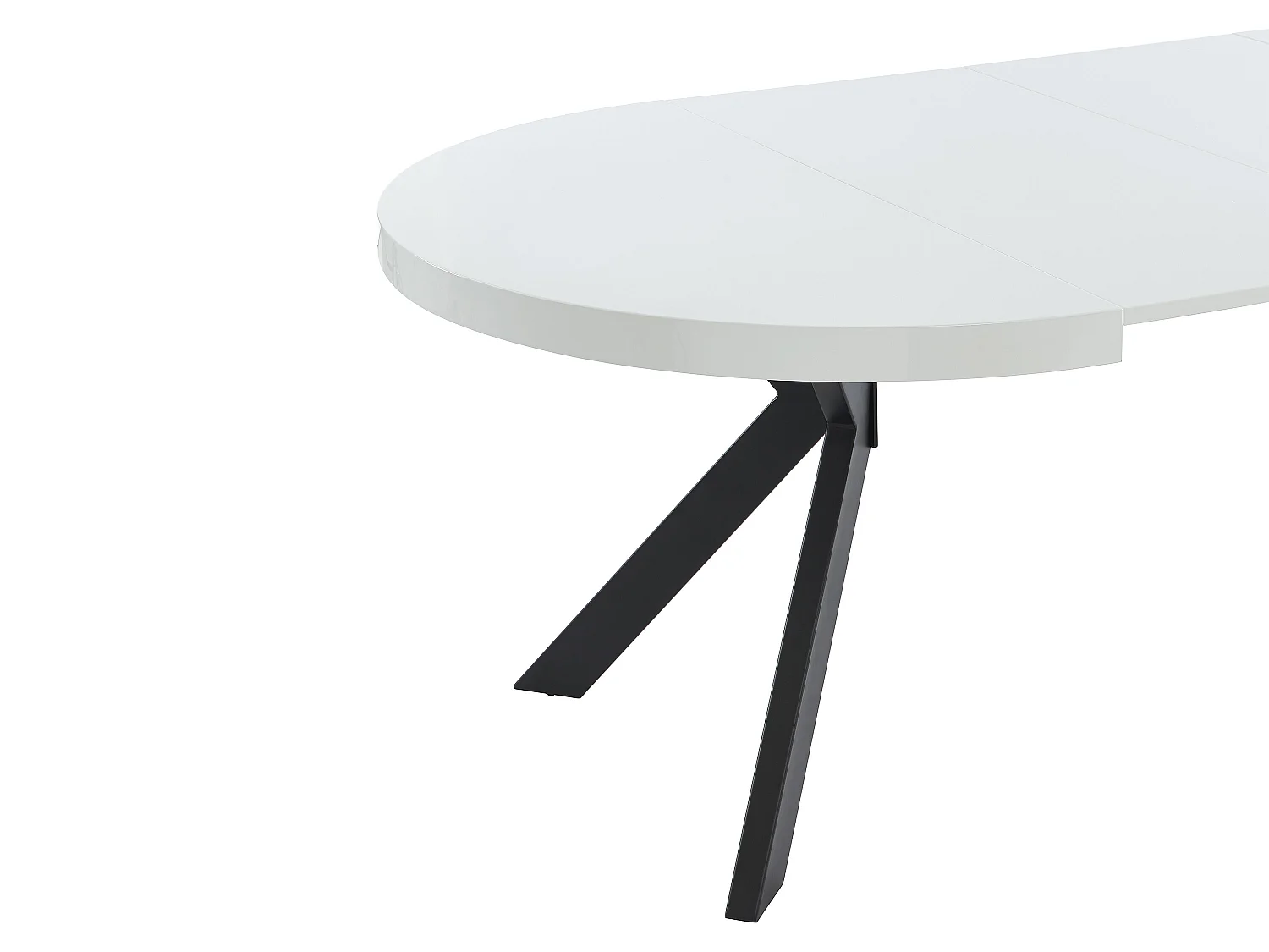 Table à manger extensible 4 à 8 personnes en MDF et acier - Blanc laqué et noir - KOMONI
