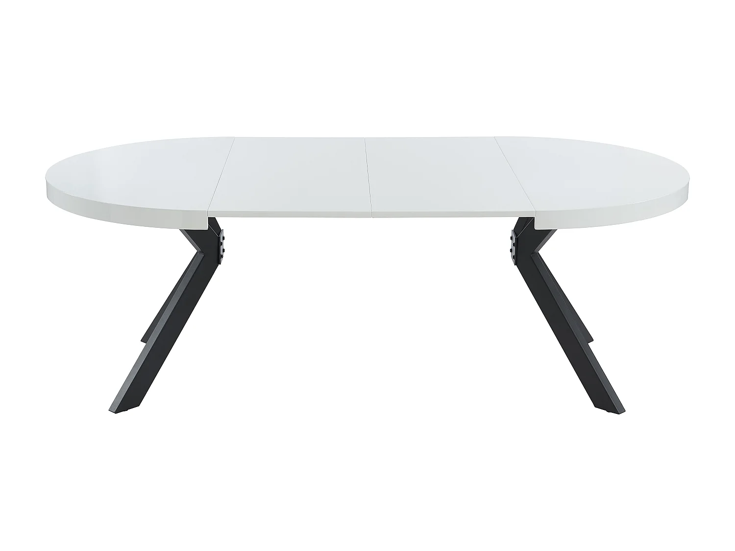 Uitschuifbare eettafel 4 tot 8 plaatsen van mdf en staal - Wit gelakt en zwart - KOMONI