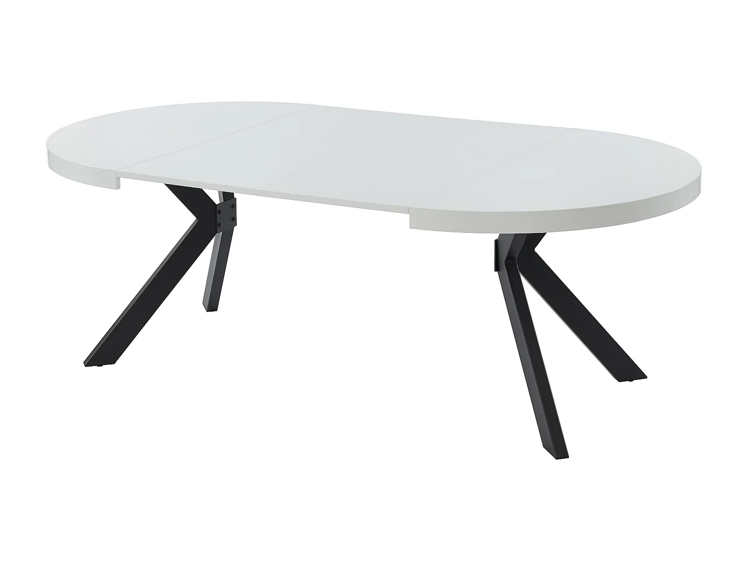 Uitschuifbare eettafel 4 tot 8 plaatsen van mdf en staal - Wit gelakt en zwart - KOMONI