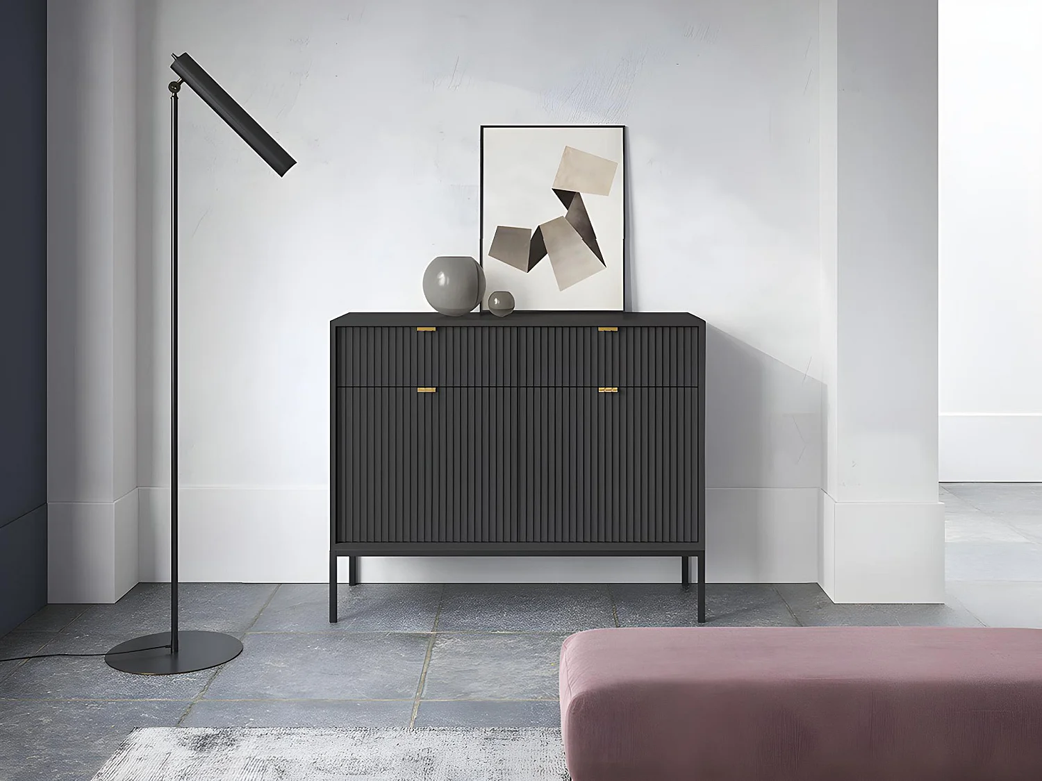 Buffet avec 2 portes et 2 tiroirs - Noir - LIOUBA de Pascal MORABITO