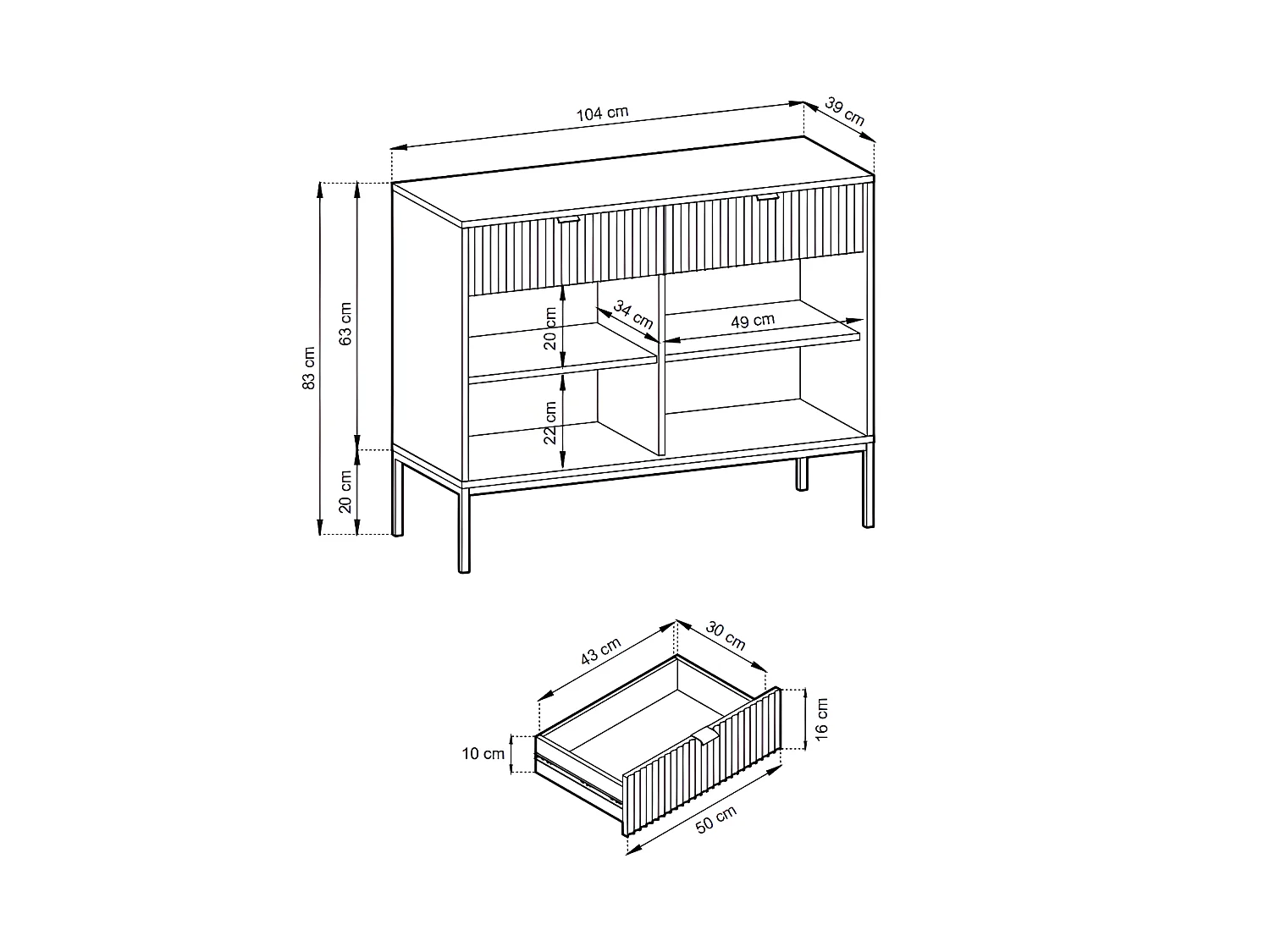 Credenza con 2 ante e 2 cassetti Nera - LIOUBA di Pascal MORABITO