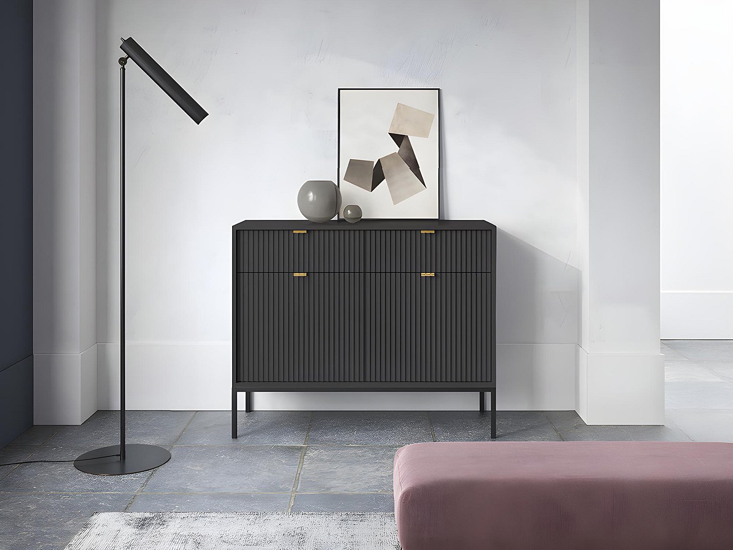 Sideboard mit 2 Türen & 2 Schubladen - Schwarz - LIOUBA von Pascal MORABITO günstig online kaufen