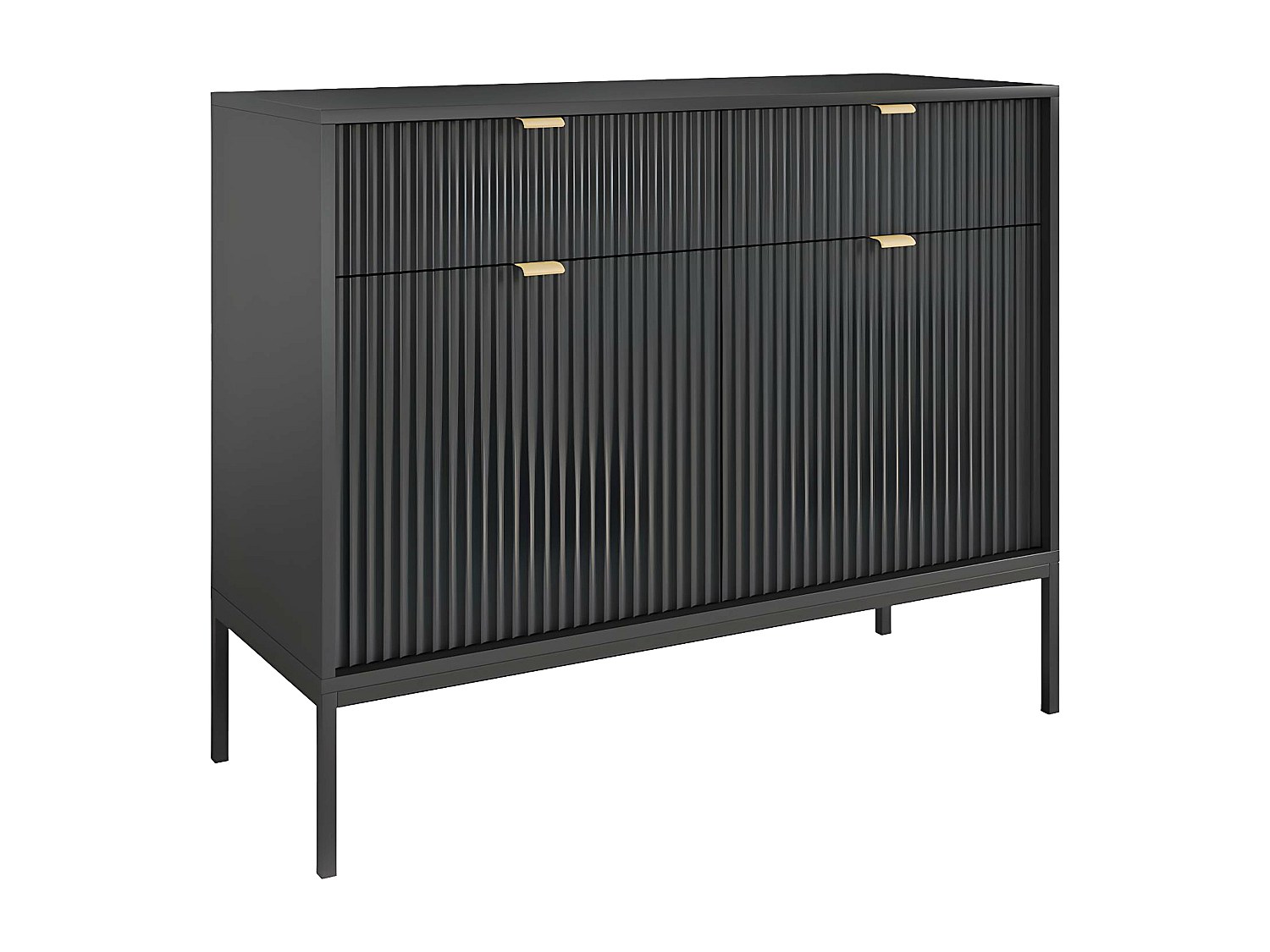 Sideboard mit 2 Türen & 2 Schubladen - Schwarz - LIOUBA von Pascal MORABITO günstig online kaufen