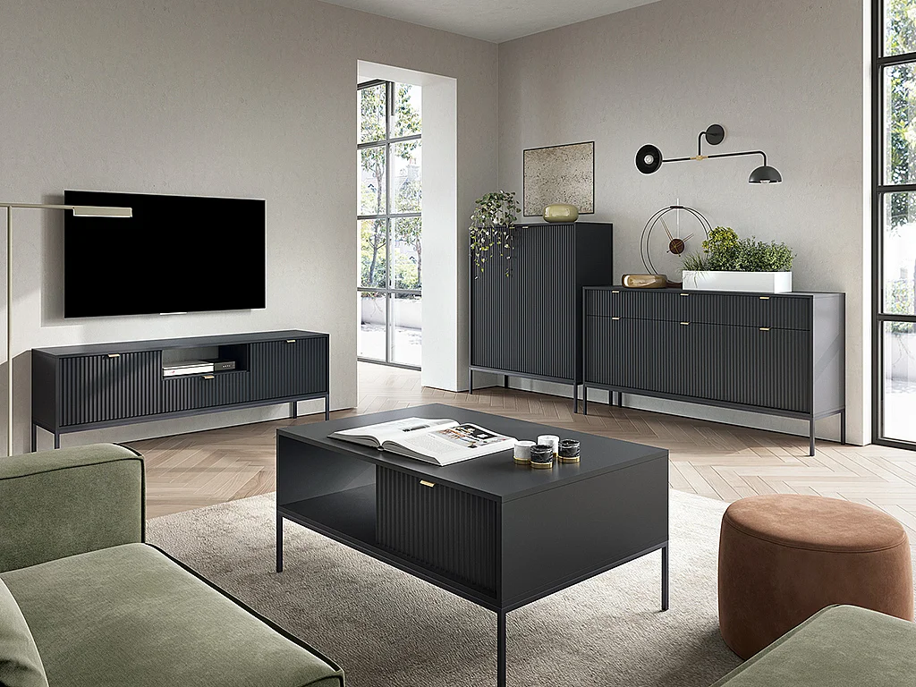 Credenza con 3 ante e 3 cassetti Nera - LIOUBA di Pascal MORABITO