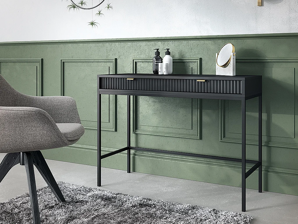 Franklin | Tavolino Con 2 Cassetti In MDF Blu Chiaro