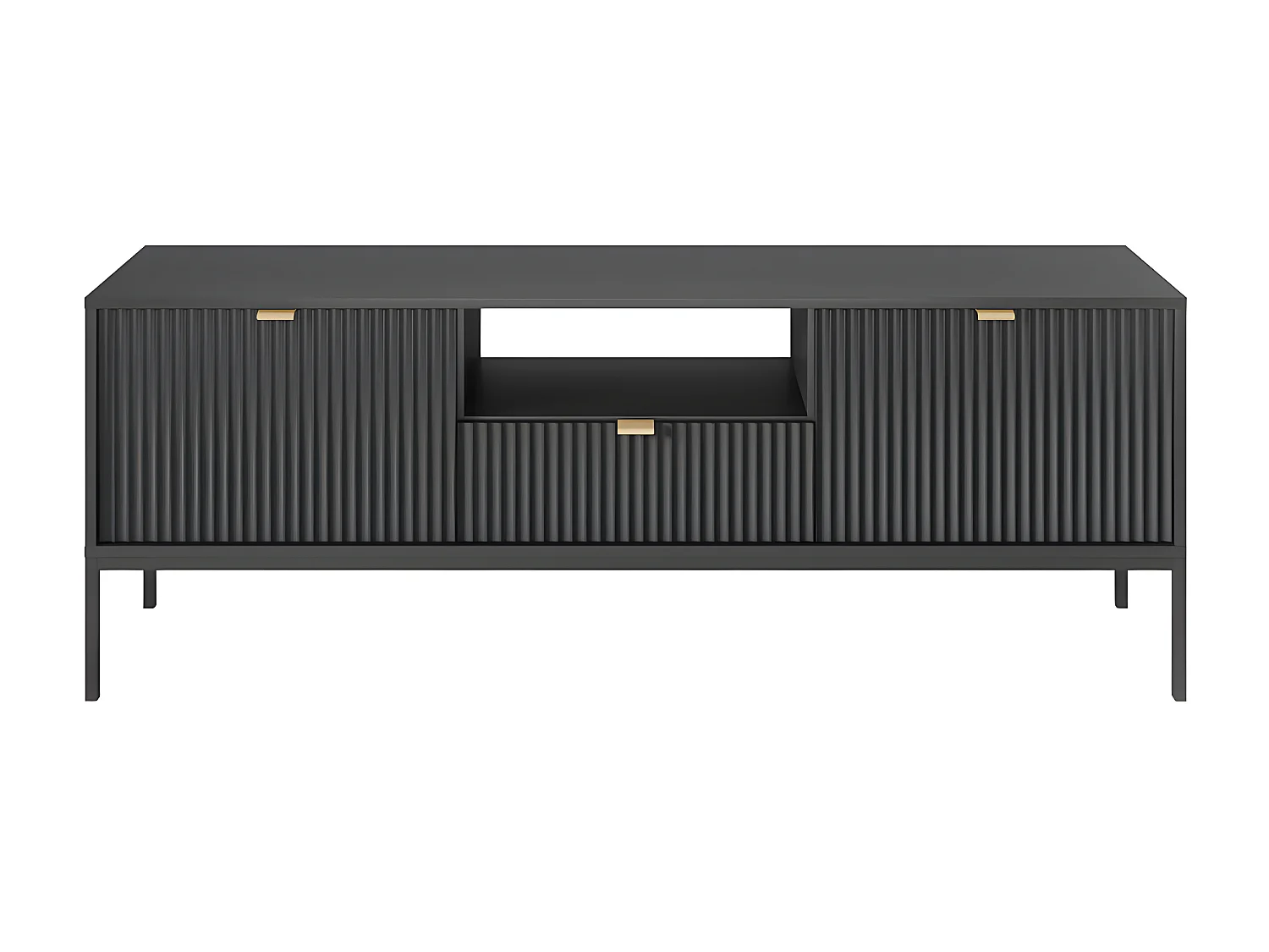 TV-Möbel mit 2 Türen, 1 Schublade & 1 Ablage - Schwarz - LIOUBA von Pascal MORABITO