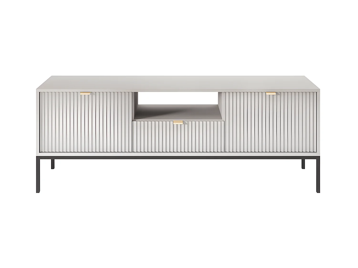 Meuble TV avec 2 portes, 1 tiroir et 1 niche - Gris - LIOUBA de Pascal MORABITO