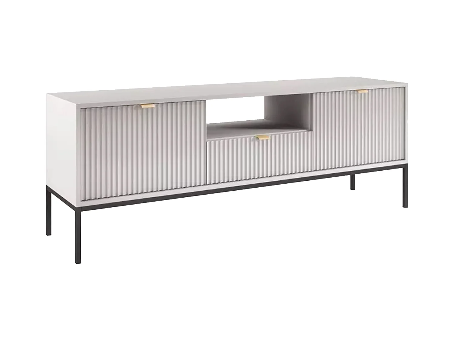 Meuble TV avec 2 portes, 1 tiroir et 1 niche - Gris - LIOUBA de Pascal MORABITO