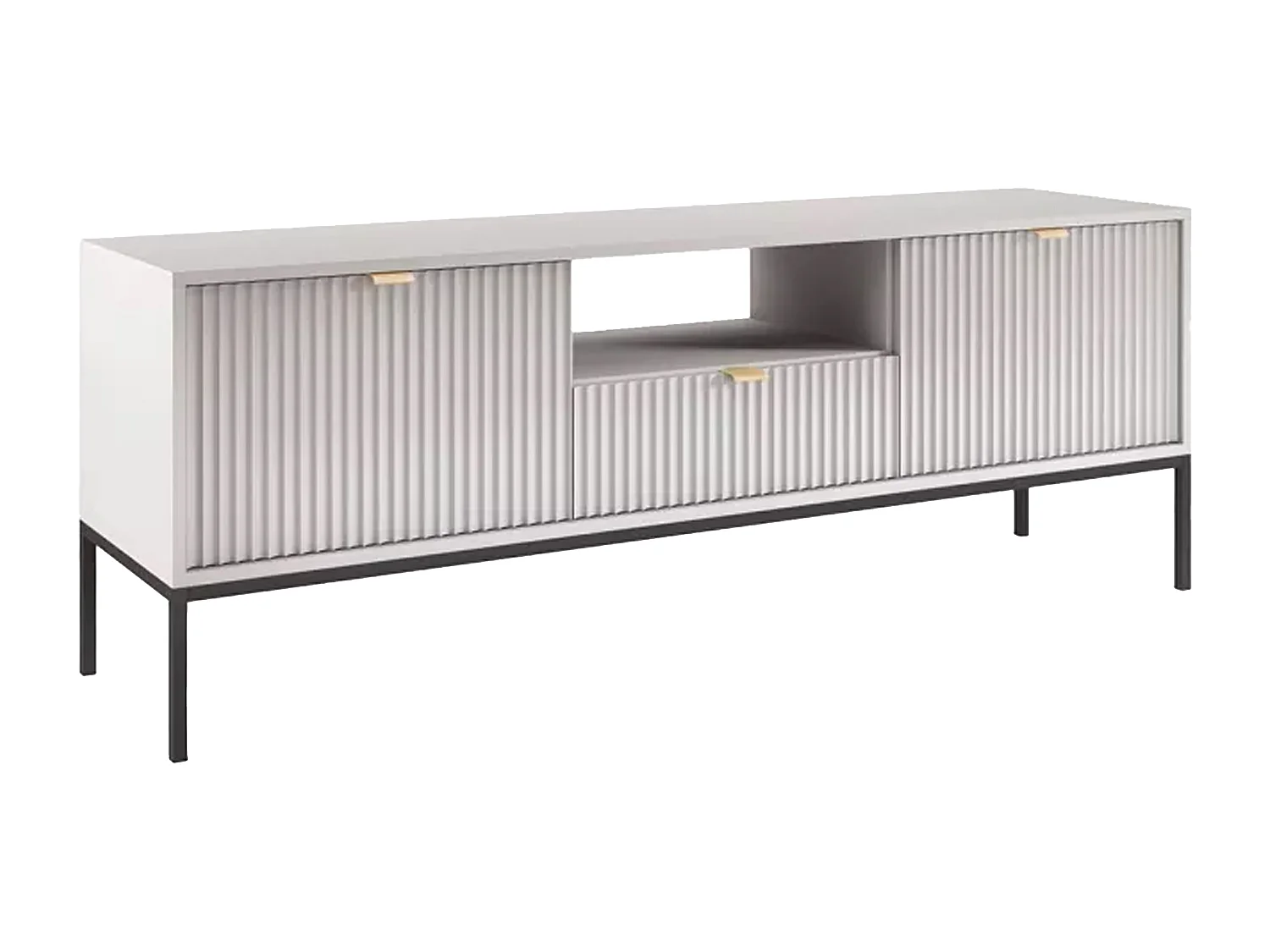 TV-möbel med 2 dörrar, 1 låda och 1 nisch - Grå - LIOUBA av Pascal MORABITO