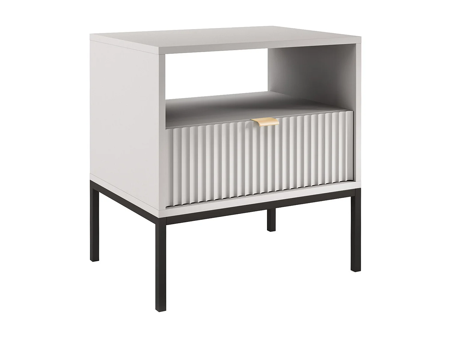 Table de chevet 1 tiroir et 1 niche - Gris - LIOUBA de Pascal Morabito