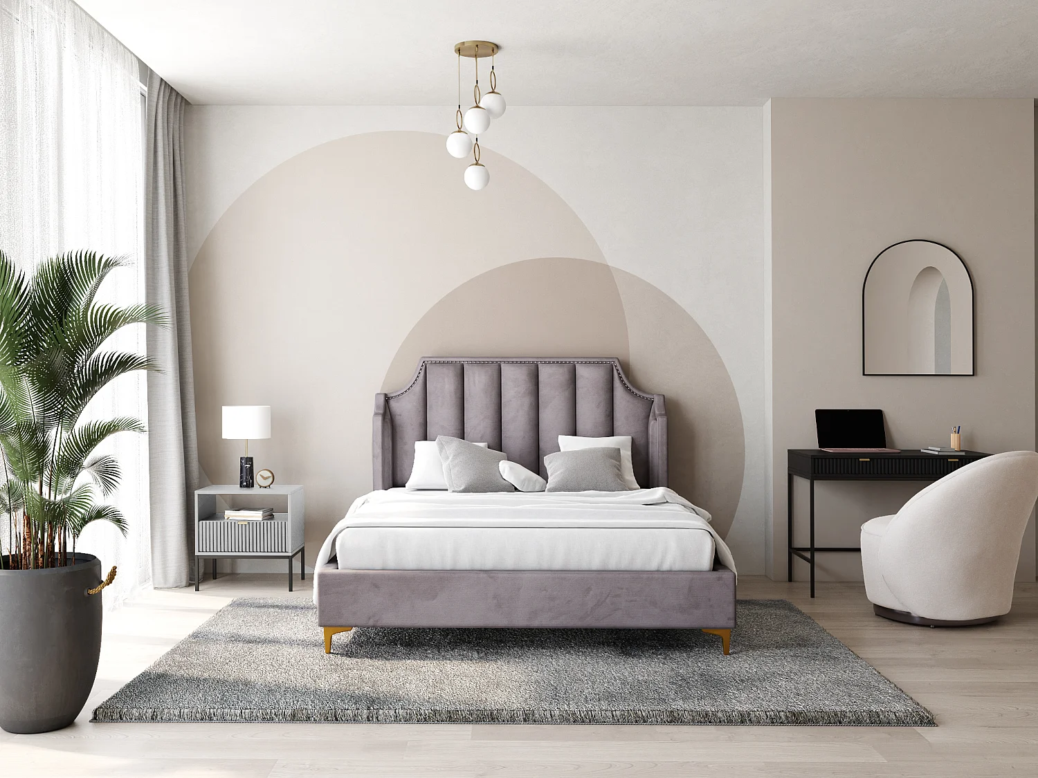 Table de chevet 1 tiroir et 1 niche - Gris - LIOUBA de Pascal Morabito