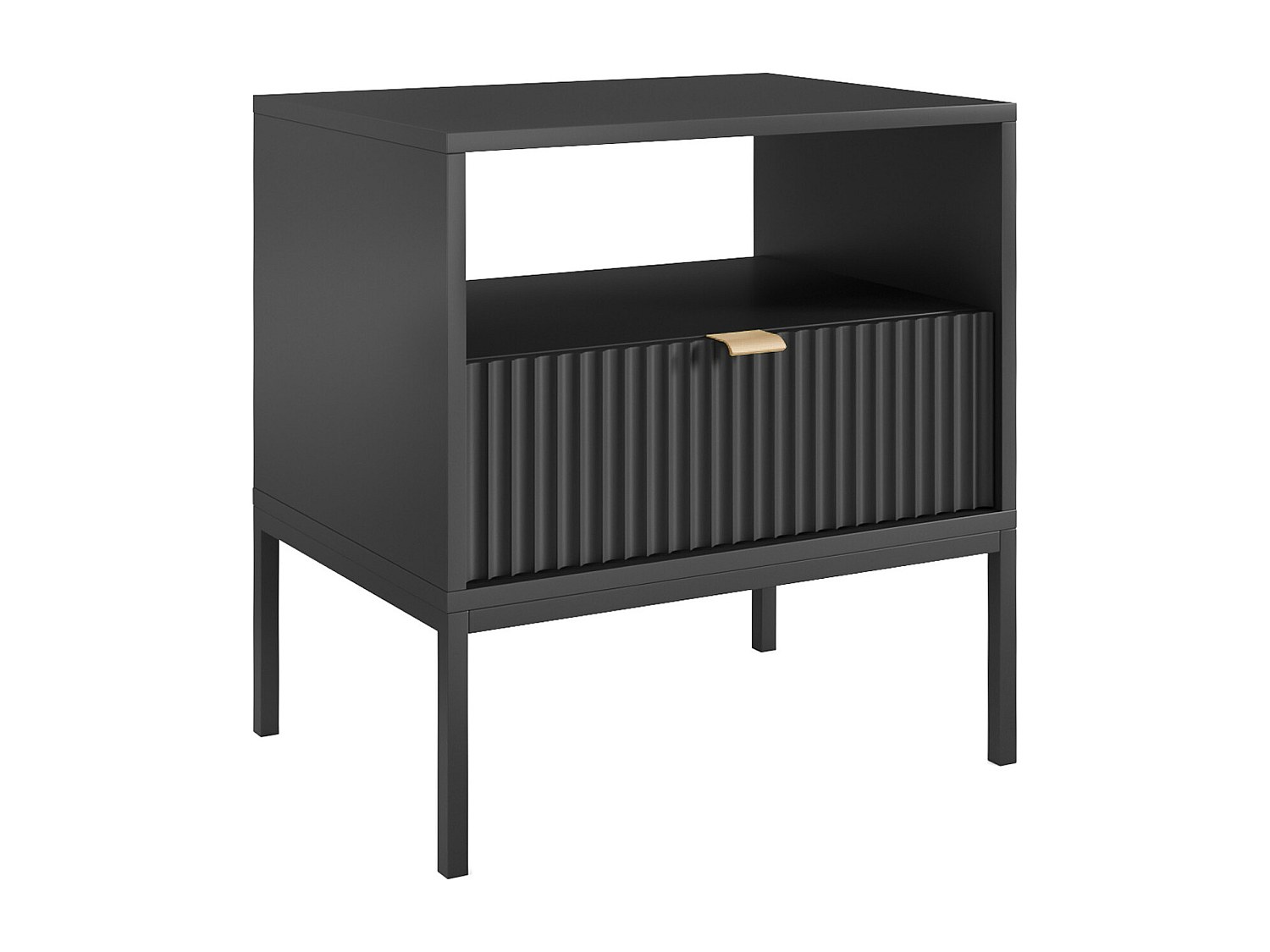 Nachttisch mit 1 Schublade & 1 Ablage - Schwarz - LIOUBA von Pascal Morabit günstig online kaufen