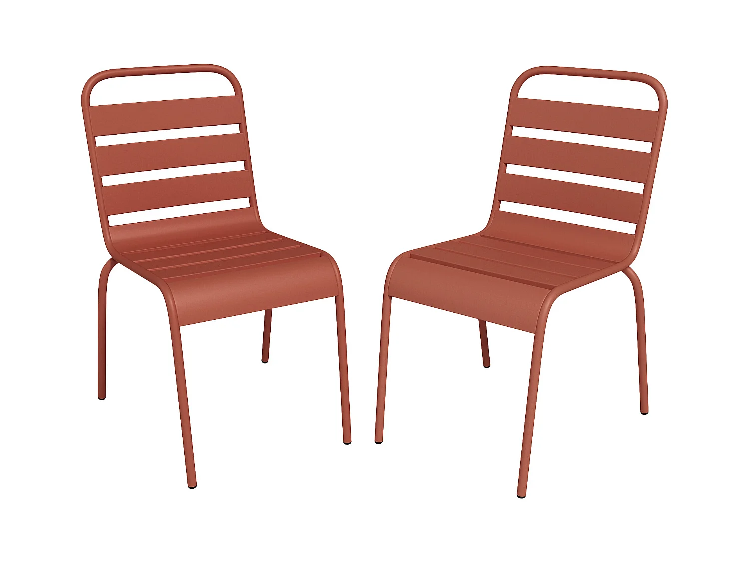 Lot de 2 chaises de jardin empilables en métal - Terracotta - MIRMANDE de MYLIA