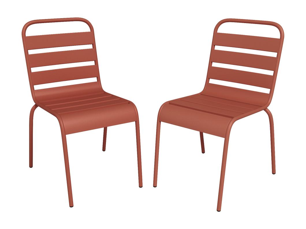 Lot de 2 chaises de jardin empilables en métal - Terracotta - MIRMANDE de MYLIA