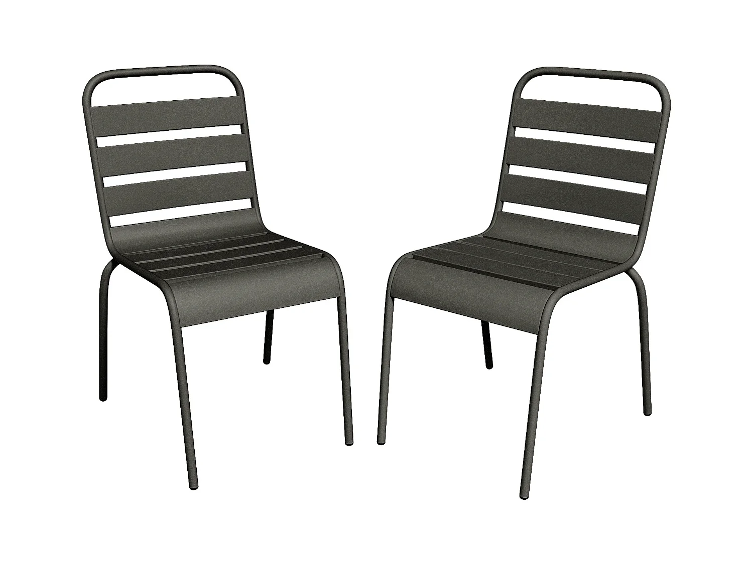 Lot de 2 chaises de jardin empilables en métal - Gris anthracite - MIRMANDE de MYLIA