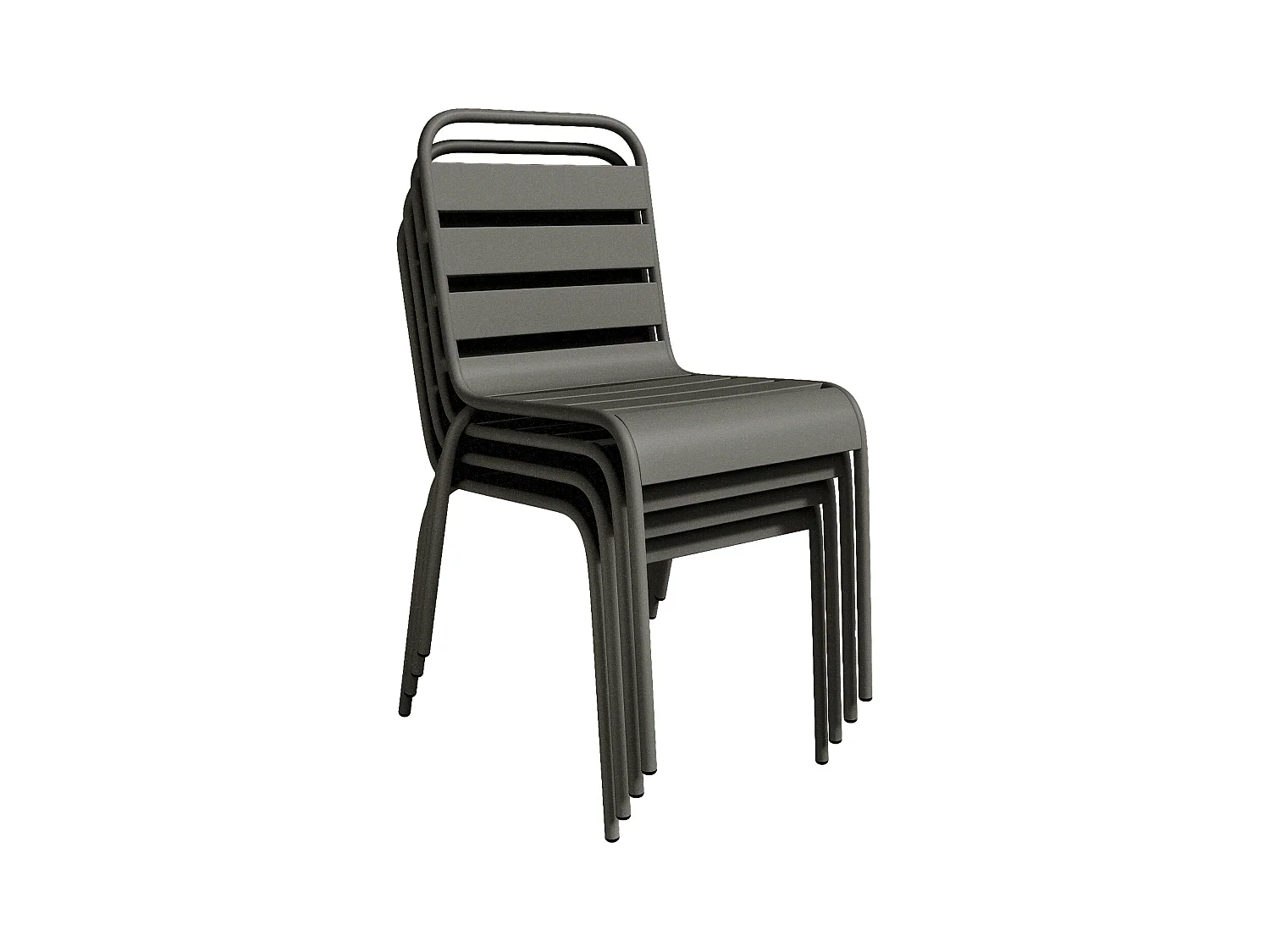 Juego de 2 sillas de jardín apilables de metal - Gris antracita - MIRMANDE