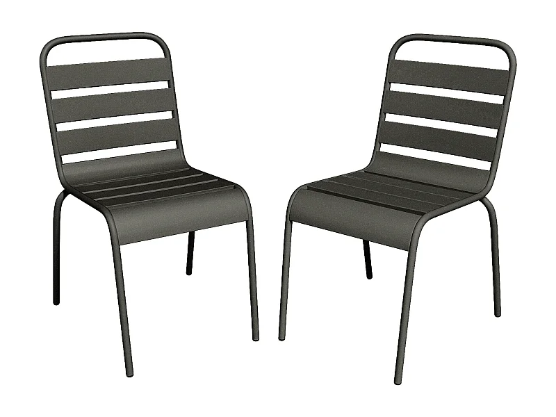 Lot de 2 chaises de jardin empilables en métal - Gris anthracite - MIRMANDE de MYLIA