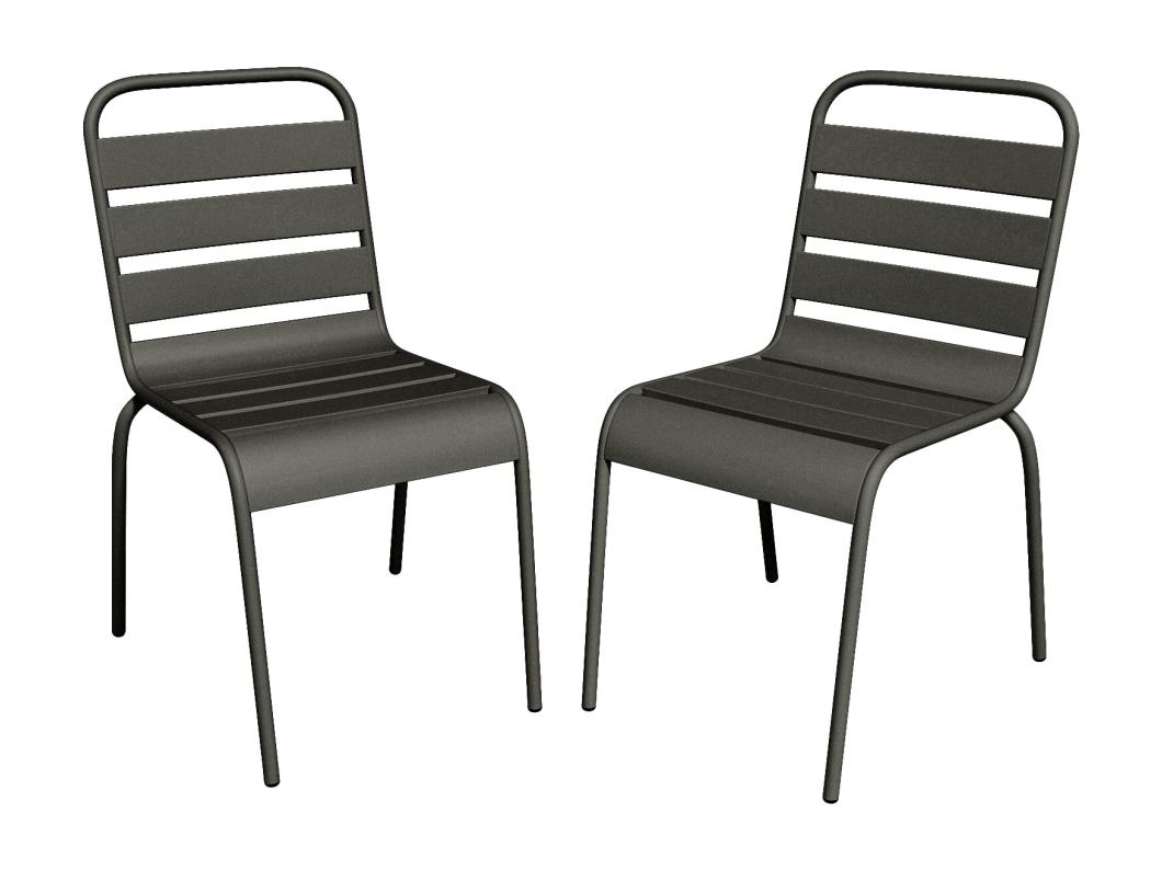 Lot de 2 chaises de jardin empilables en métal - Gris anthracite - MIRMANDE de MYLIA