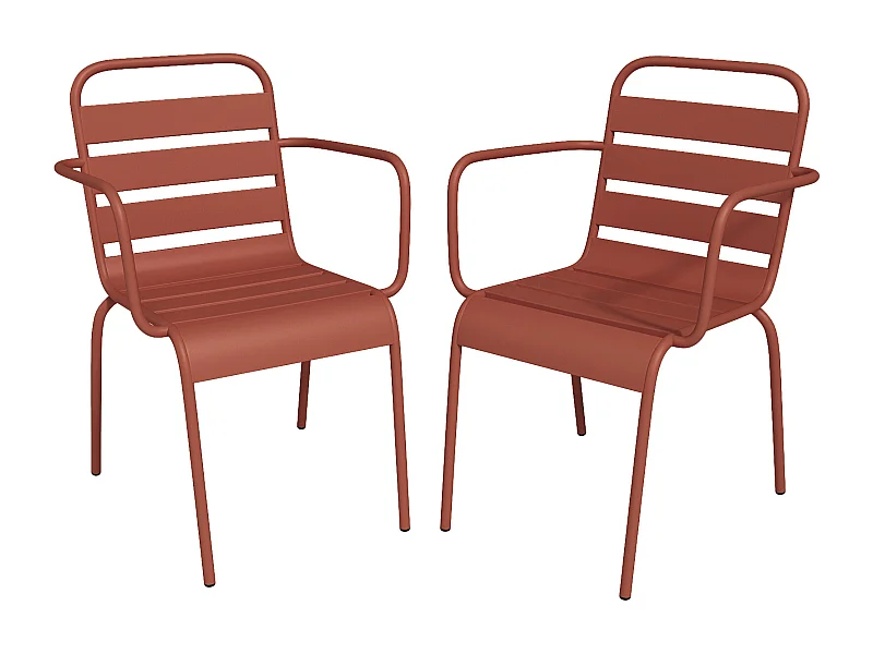 Lot de 2 fauteuils de jardin empilables en métal - Terracotta - MIRMANDE de MYLIA