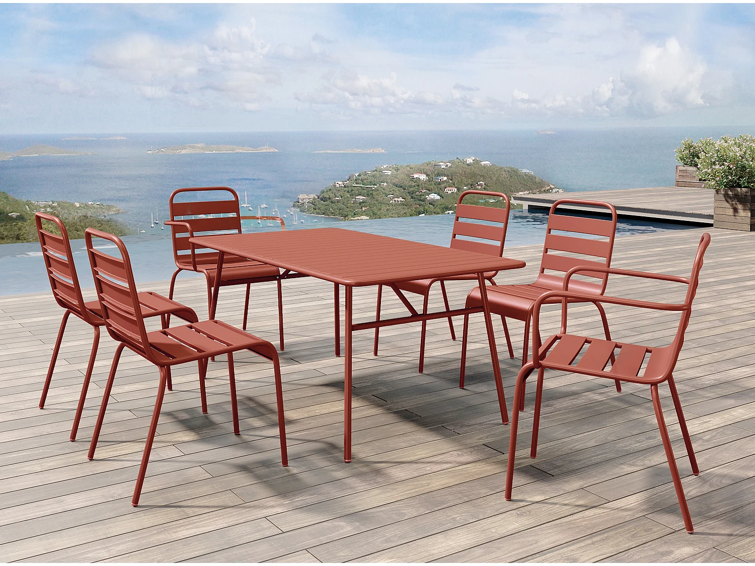 Poltrona da giardino impilabile in Metallo Terracotta - Lotto di 2 - MIRMANDE