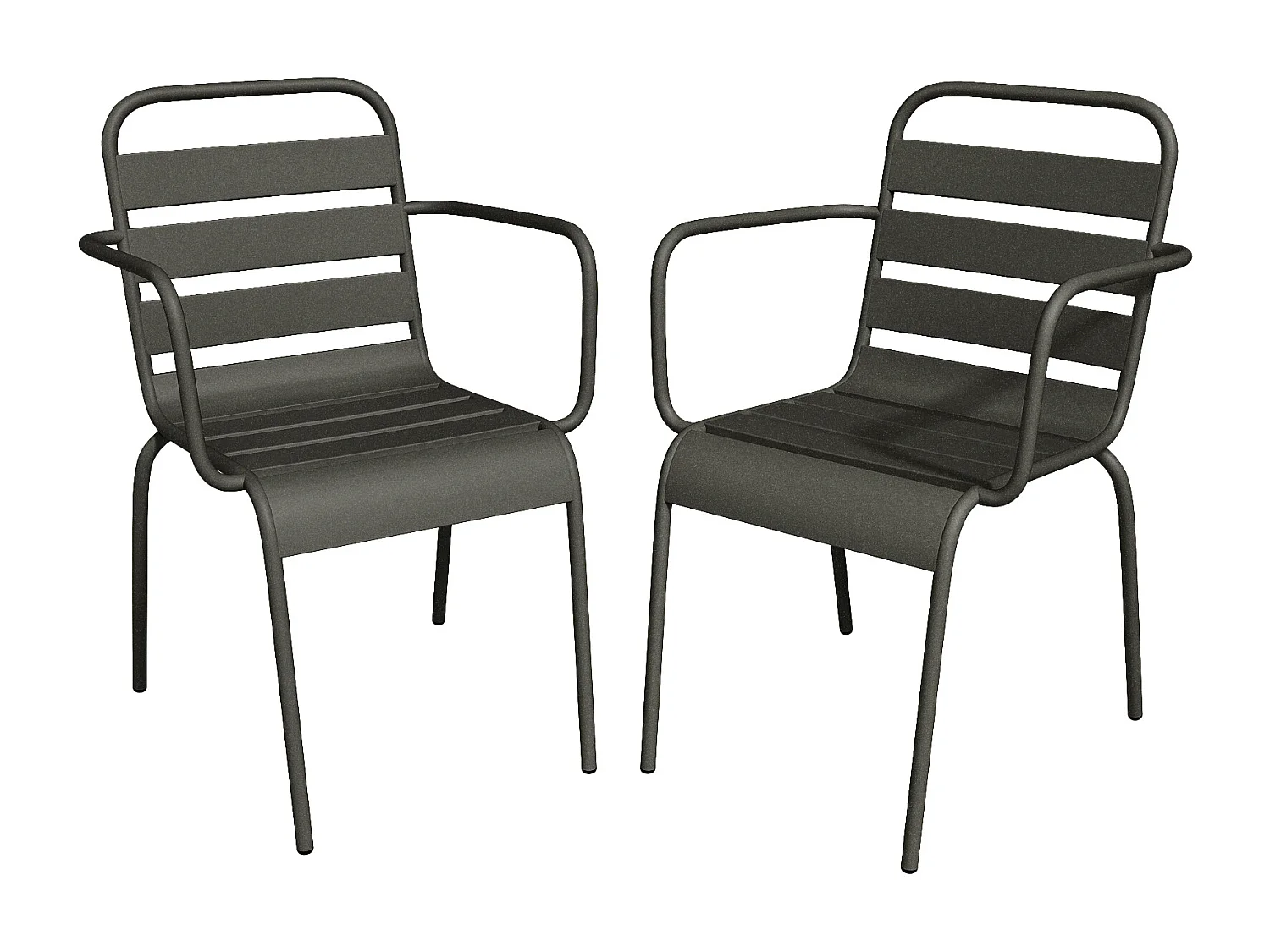 Lot de 2 fauteuils de jardin empilables en métal - Gris anthracite - MIRMANDE de MYLIA