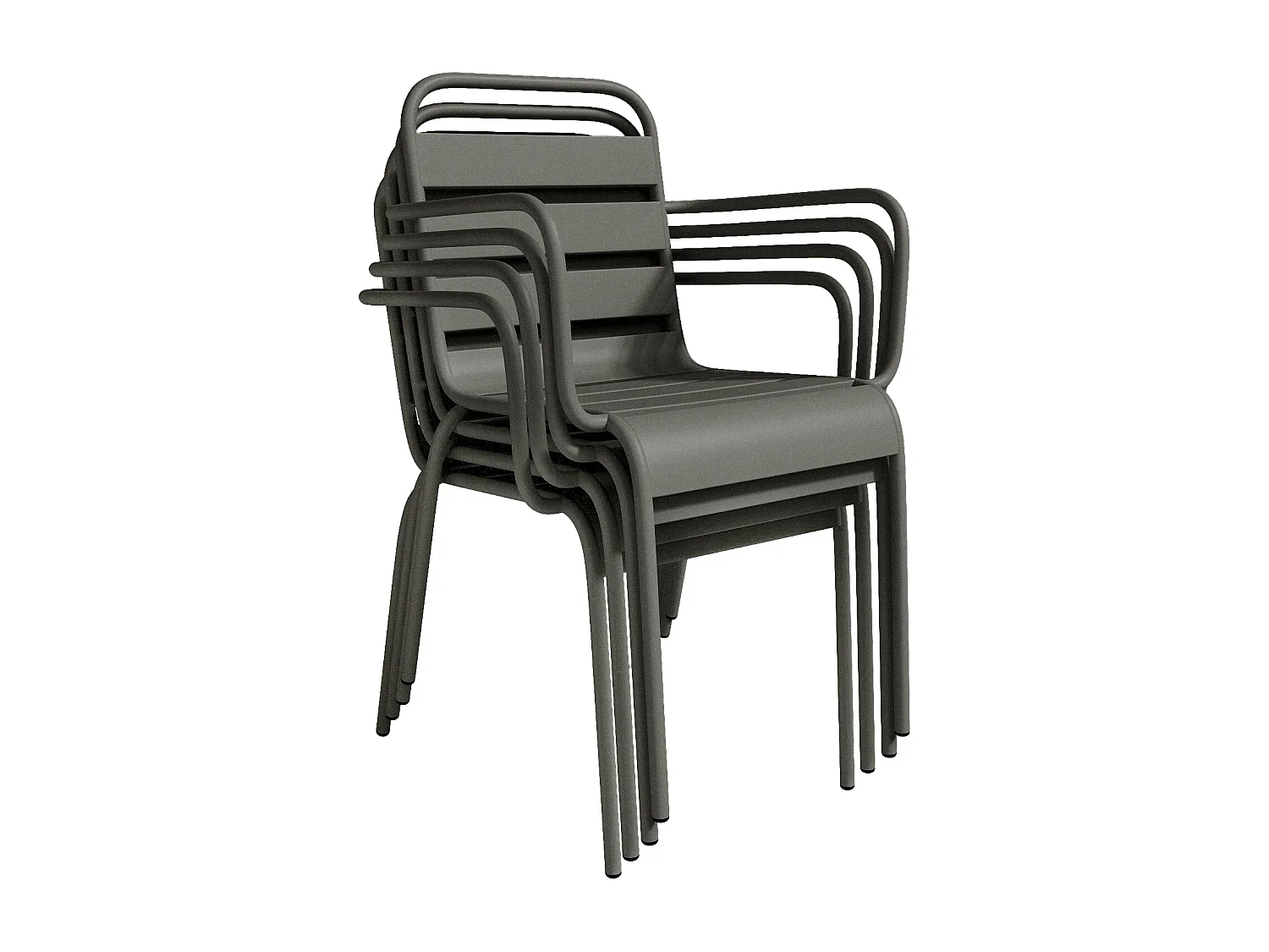 Lot de 2 fauteuils de jardin empilables en métal - Gris anthracite - MIRMANDE de MYLIA