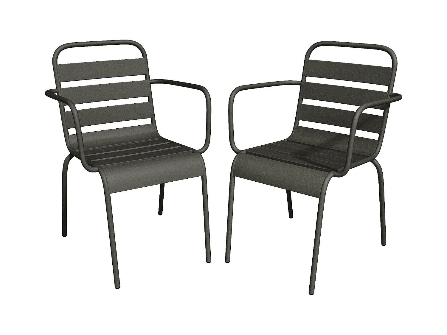 Lot de 2 fauteuils de jardin empilables en métal - Gris anthracite - MIRMANDE de MYLIA