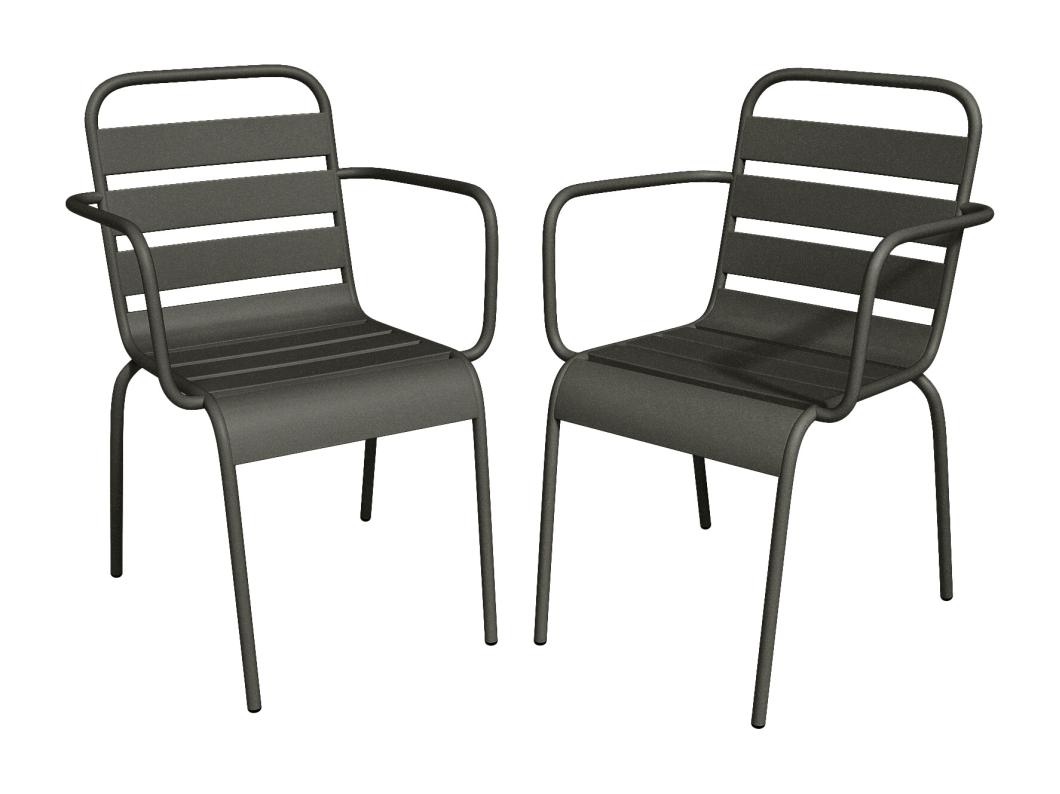Gartensessel stapelbar 2er-Set - Metall - Anthrazitgrau - MIRMANDE von MYLIA