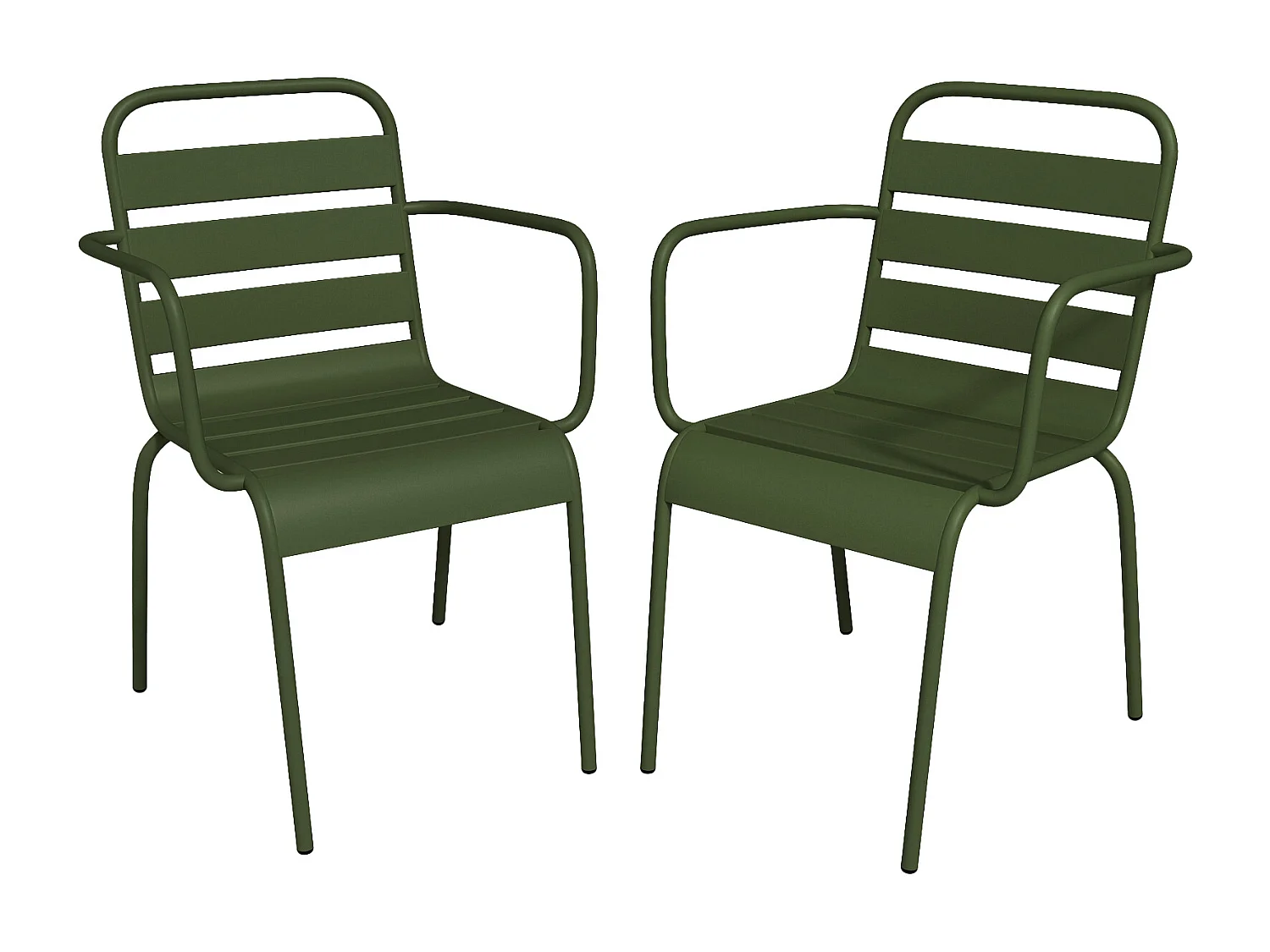 Lot de 2 fauteuils de jardin empilables en métal - Kaki - MIRMANDE de MYLIA