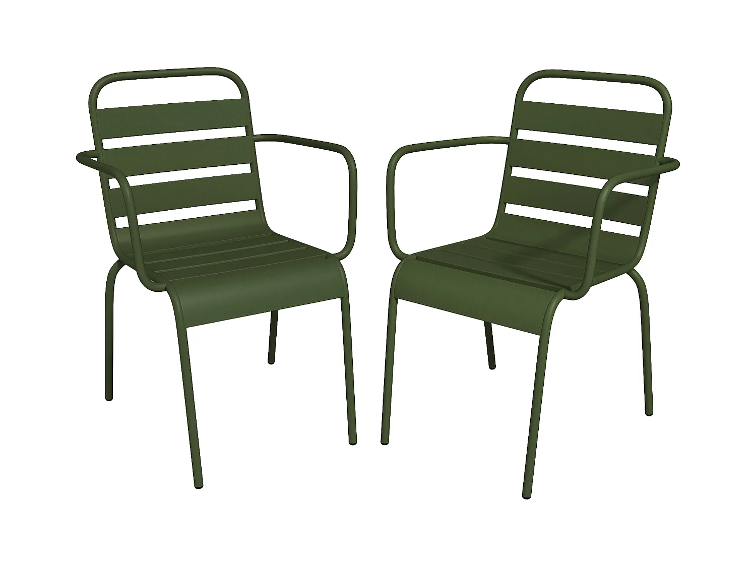 Gartensessel stapelbar 2er-Set - Metall - Khaki - MIRMANDE von MYLIA