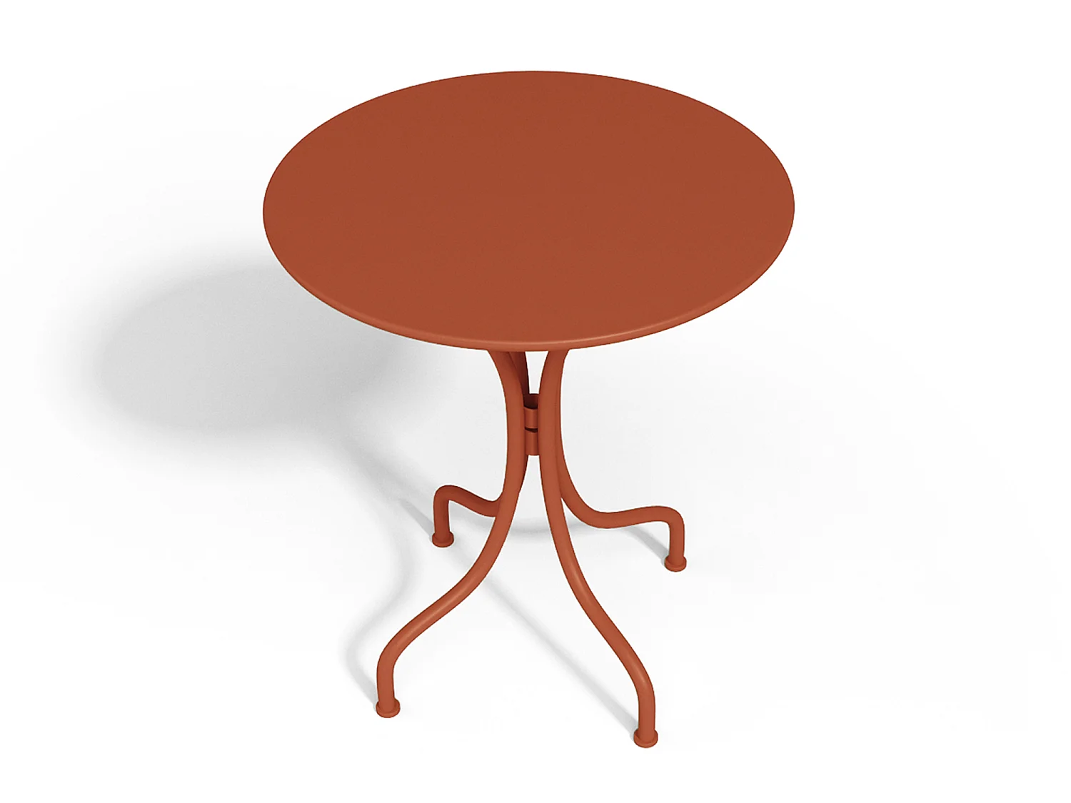 Salle à manger de jardin en métal - une table D.60cm et 2 chaises empilables - Terracotta - MIRMANDE de MYLIA