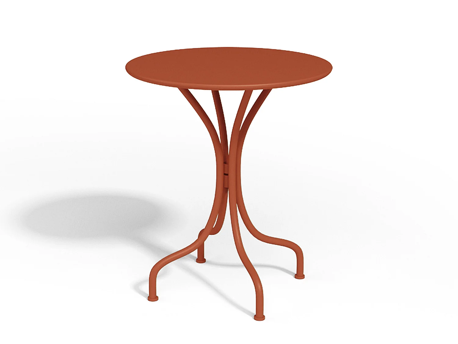 Salle à manger de jardin en métal - une table D.60cm et 2 chaises empilables - Terracotta - MIRMANDE de MYLIA