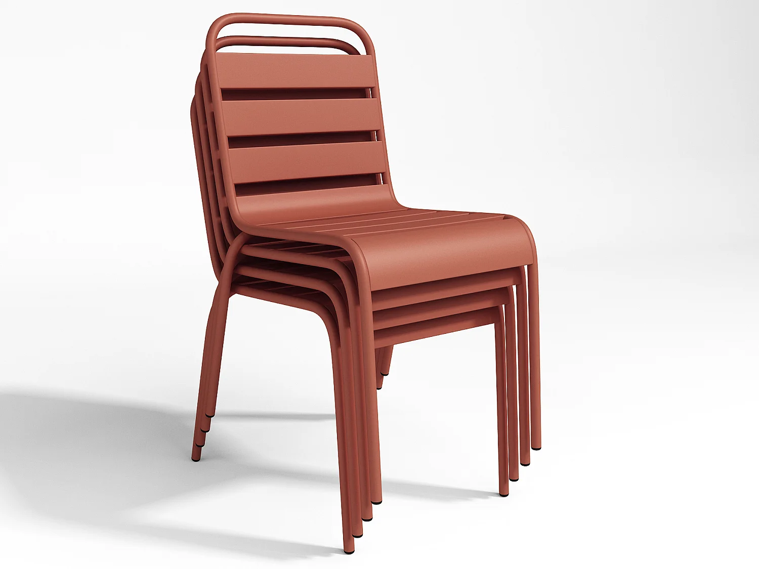 Salle à manger de jardin en métal - une table D.60cm et 2 chaises empilables - Terracotta - MIRMANDE de MYLIA