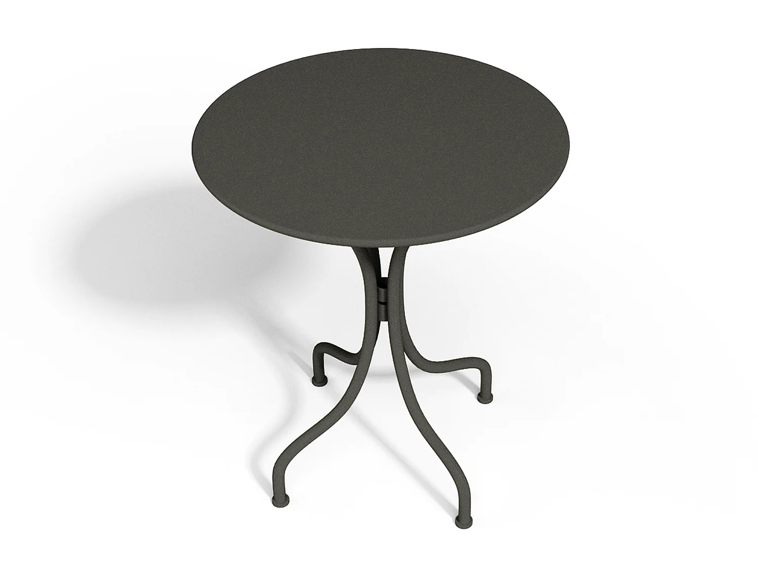 Tuineethoek van metaal - Een tafel D60 cm en 2 opstapelbare stoelen - Donkergrijs - MIRMANDE