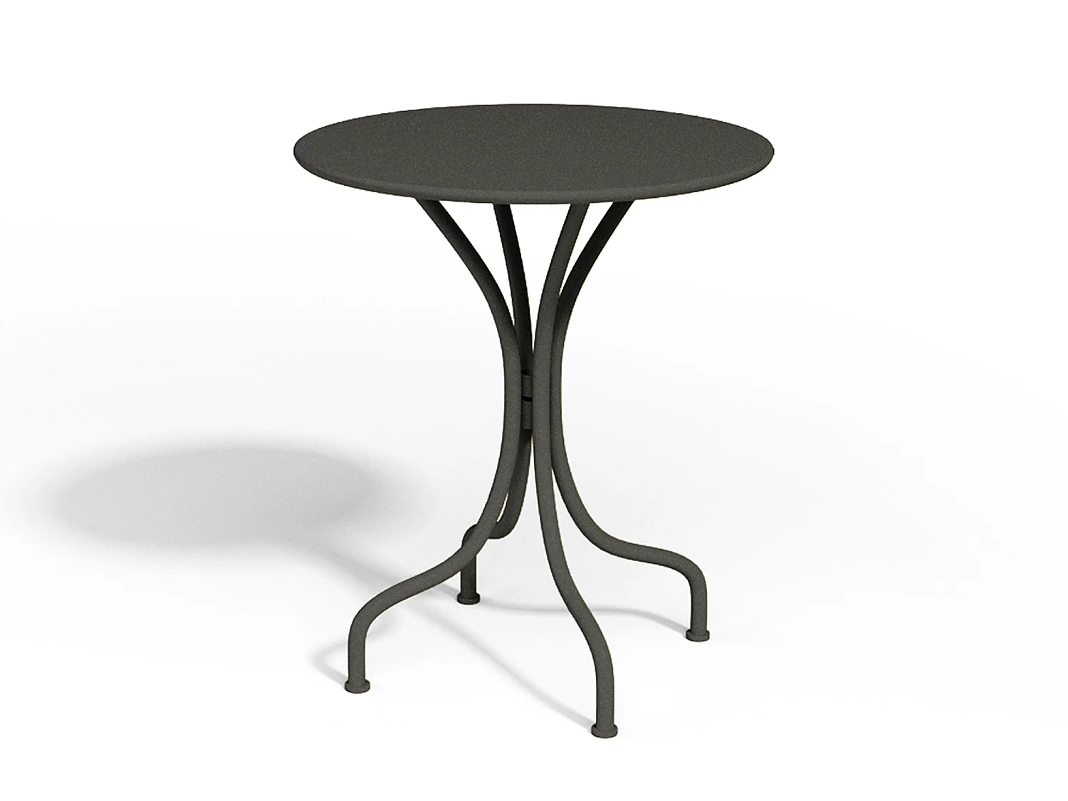 Tuineethoek van metaal - Een tafel D60 cm en 2 opstapelbare stoelen - Donkergrijs - MIRMANDE