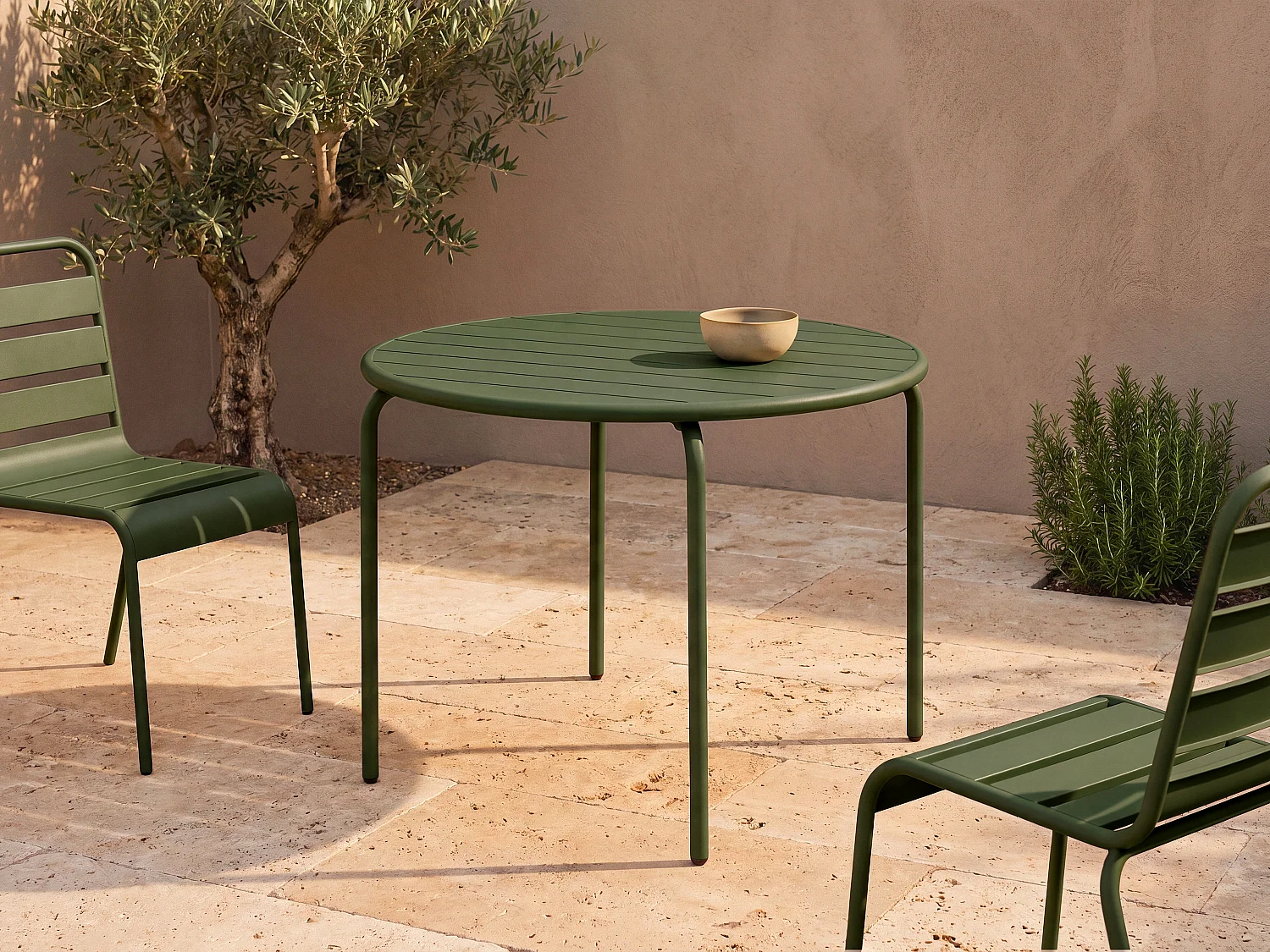Ronde tuintafel D110 van metaal - Kaki - MIRMANDE
