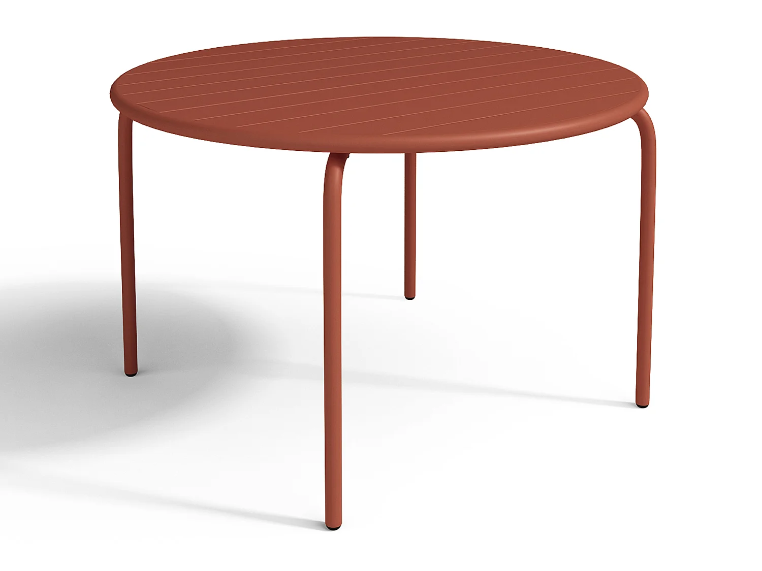 Salle à manger de jardin en métal - une table D.110 cm et 4 chaises empilables - Terracotta - MIRMANDE de MYLIA