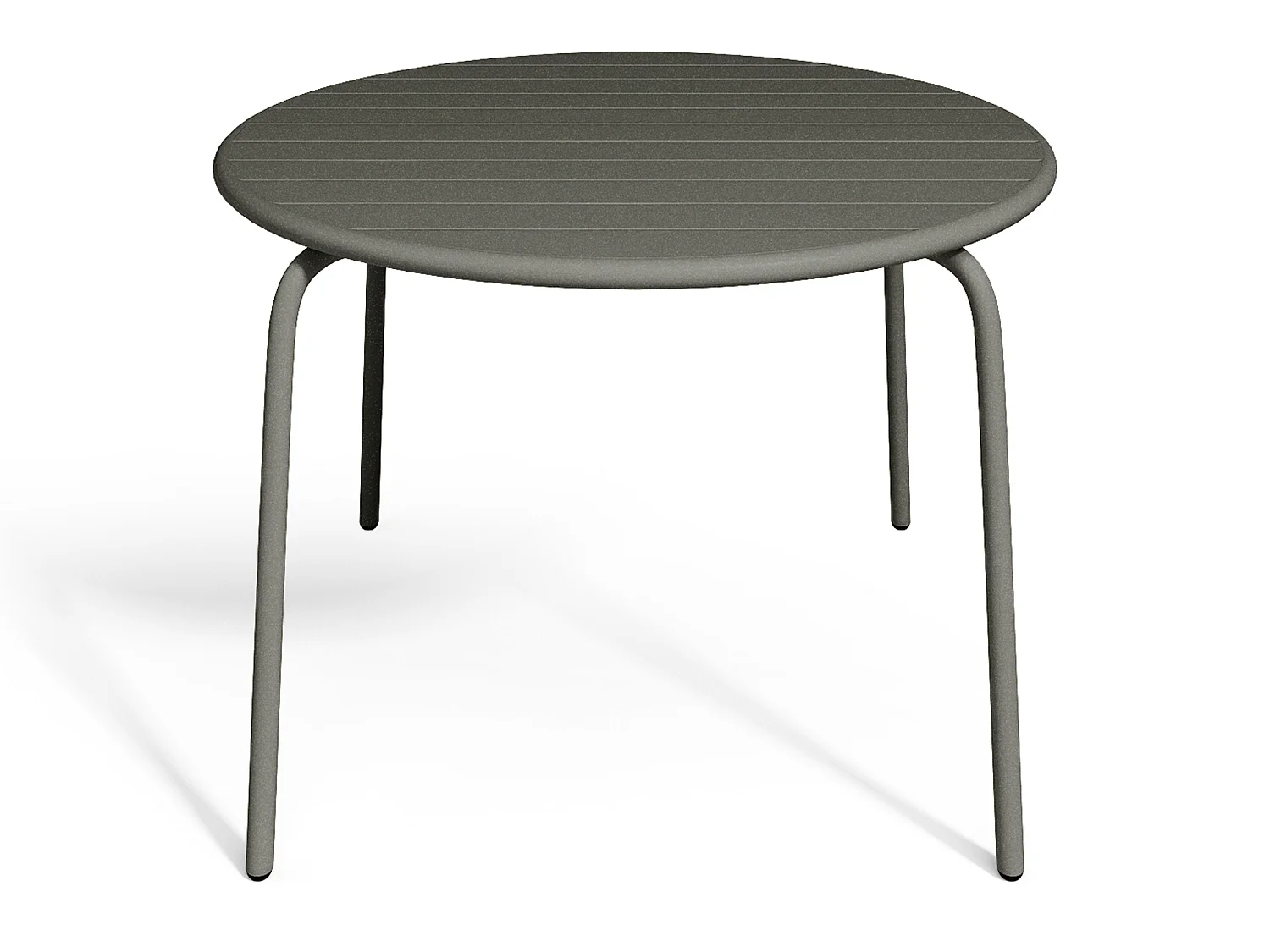 Salle à manger de jardin en métal - une table D.110 cm et 4 chaises empilables - Gris anthracite - MIRMANDE de MYLIA