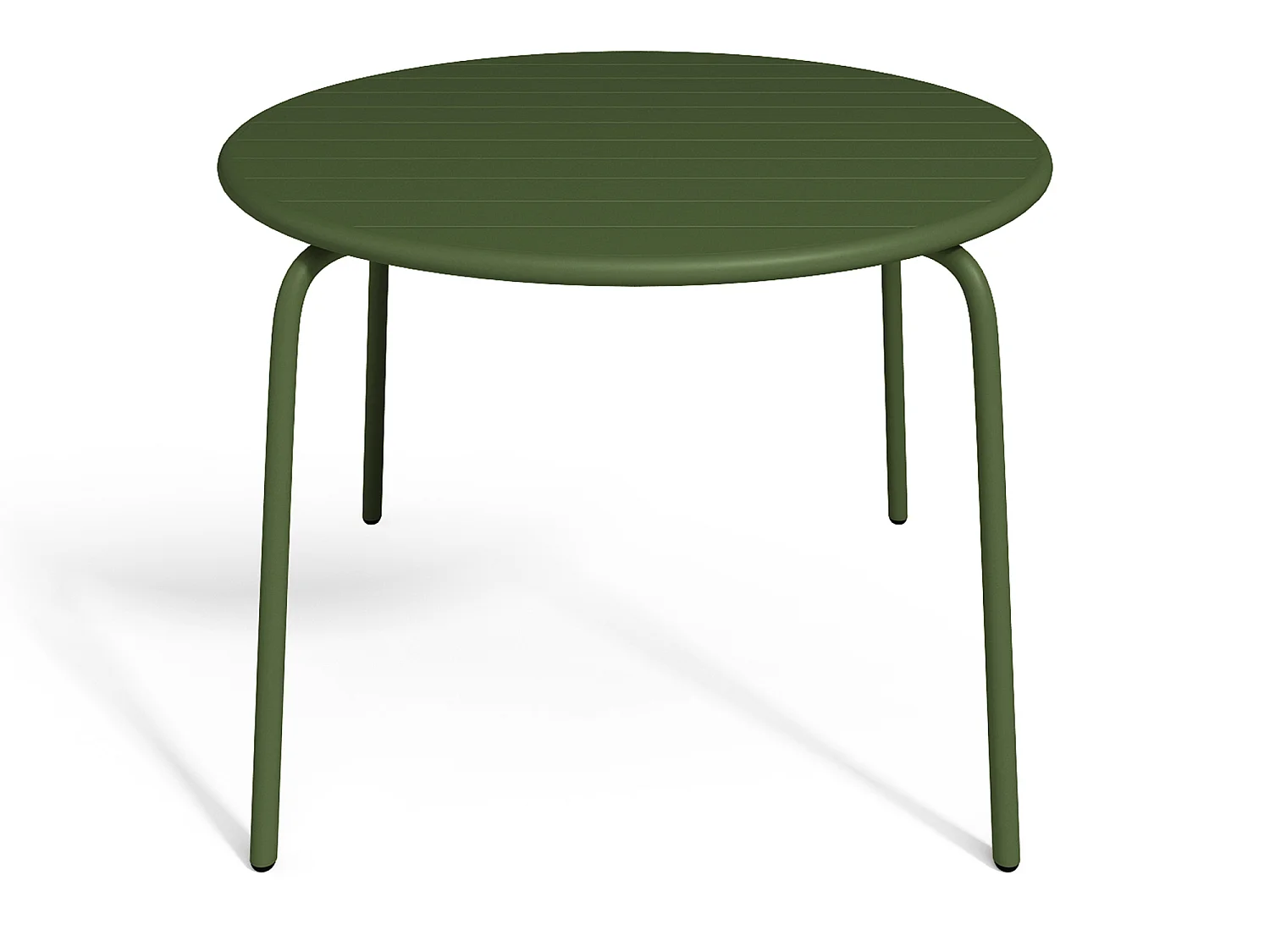 Salle à manger de jardin en métal - une table D.110 cm et 4 chaises empilables - Kaki - MIRMANDE de MYLIA