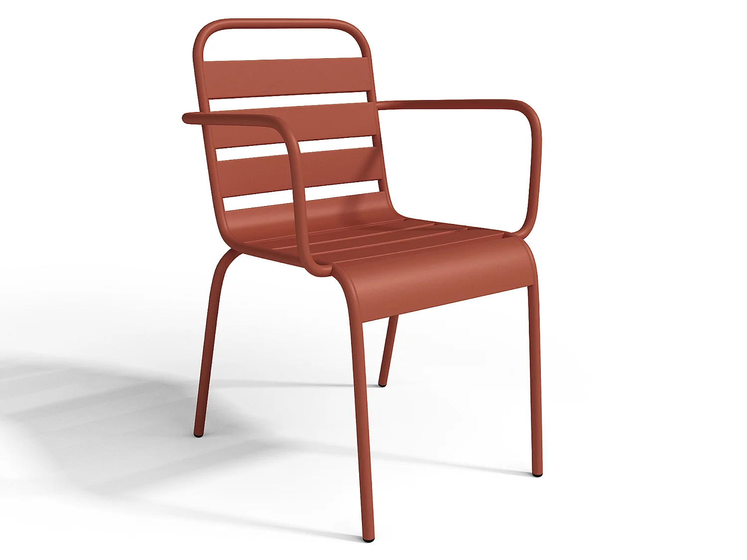 Salle à manger de jardin en métal - une table L.160 cm avec 2 fauteuils empilables et 4 chaises empilables - Terracotta - MIRMANDE de MYLIA