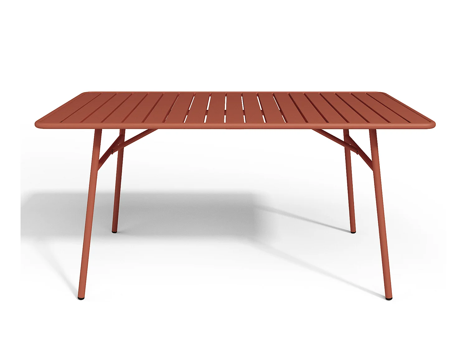 Conjunto de jantar de jardim em metal, uma mesa C. 160 cm com 2 cadeirões empilháveis e 4 cadeiras empilháveis, terracota - MIRMANDE