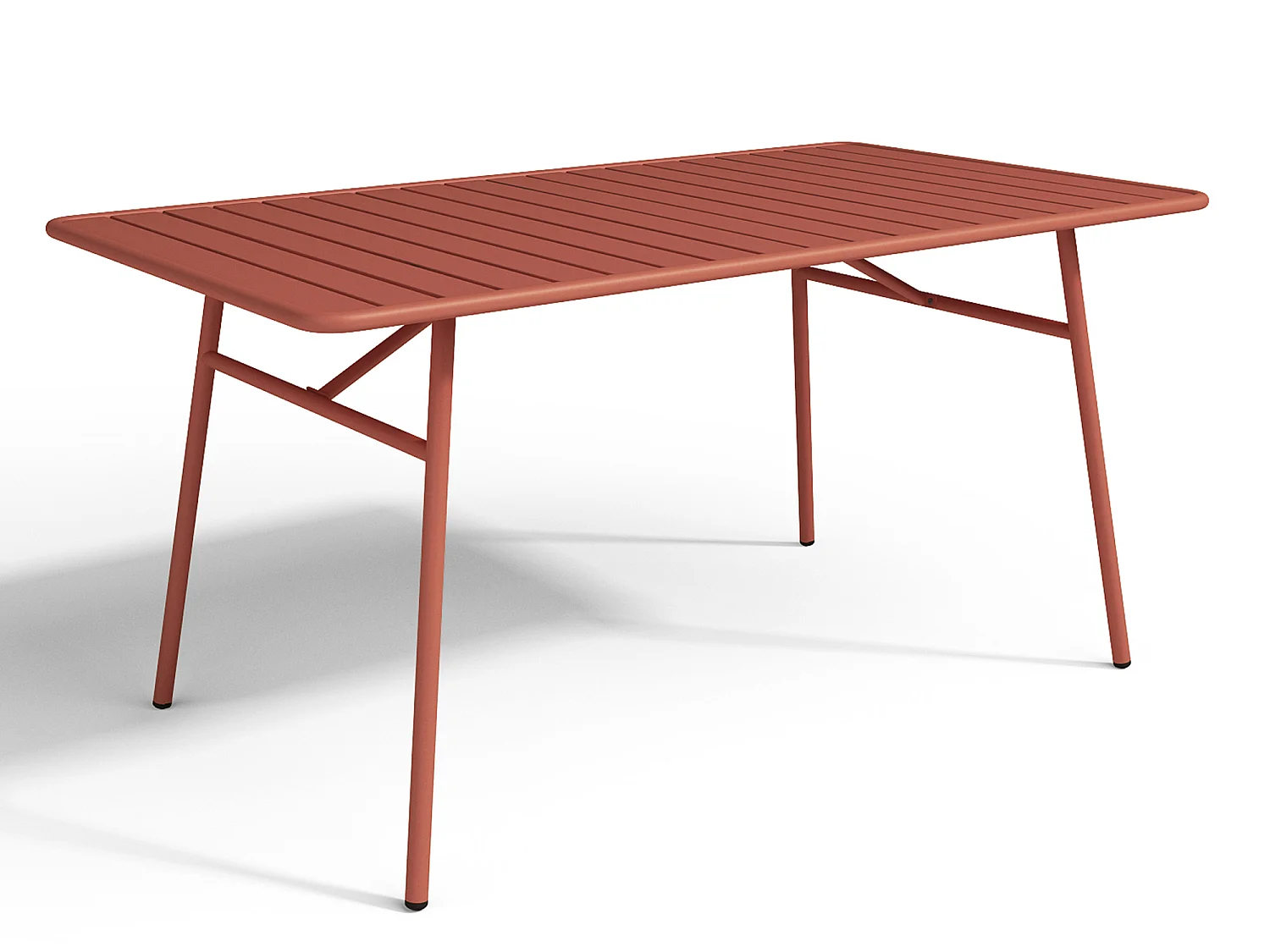 Conjunto de jantar de jardim em metal, uma mesa C. 160 cm com 2 cadeirões empilháveis e 4 cadeiras empilháveis, terracota - MIRMANDE