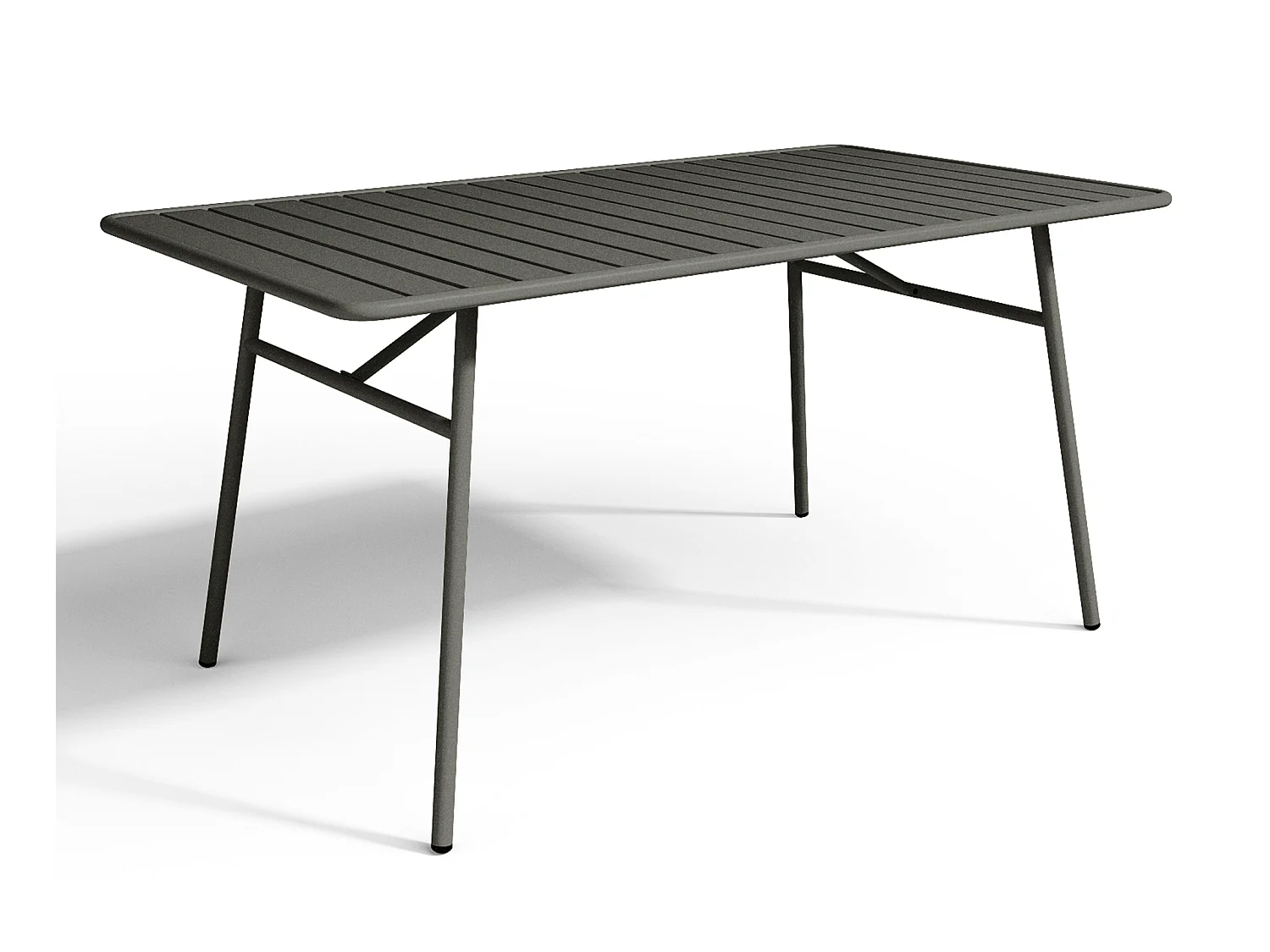 Garten-Essgruppe: Tisch D. 160 cm + 2 stapelbare Sessel + 4 stapelbare Stühle - Metall -  Anthrazitgrau - MIRMANDE von MYLIA