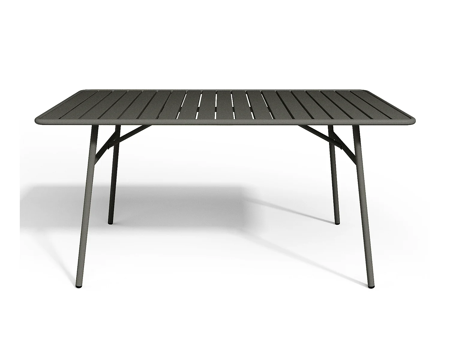 Garten-Essgruppe: Tisch D. 160 cm + 2 stapelbare Sessel + 4 stapelbare Stühle - Metall -  Anthrazitgrau - MIRMANDE von MYLIA
