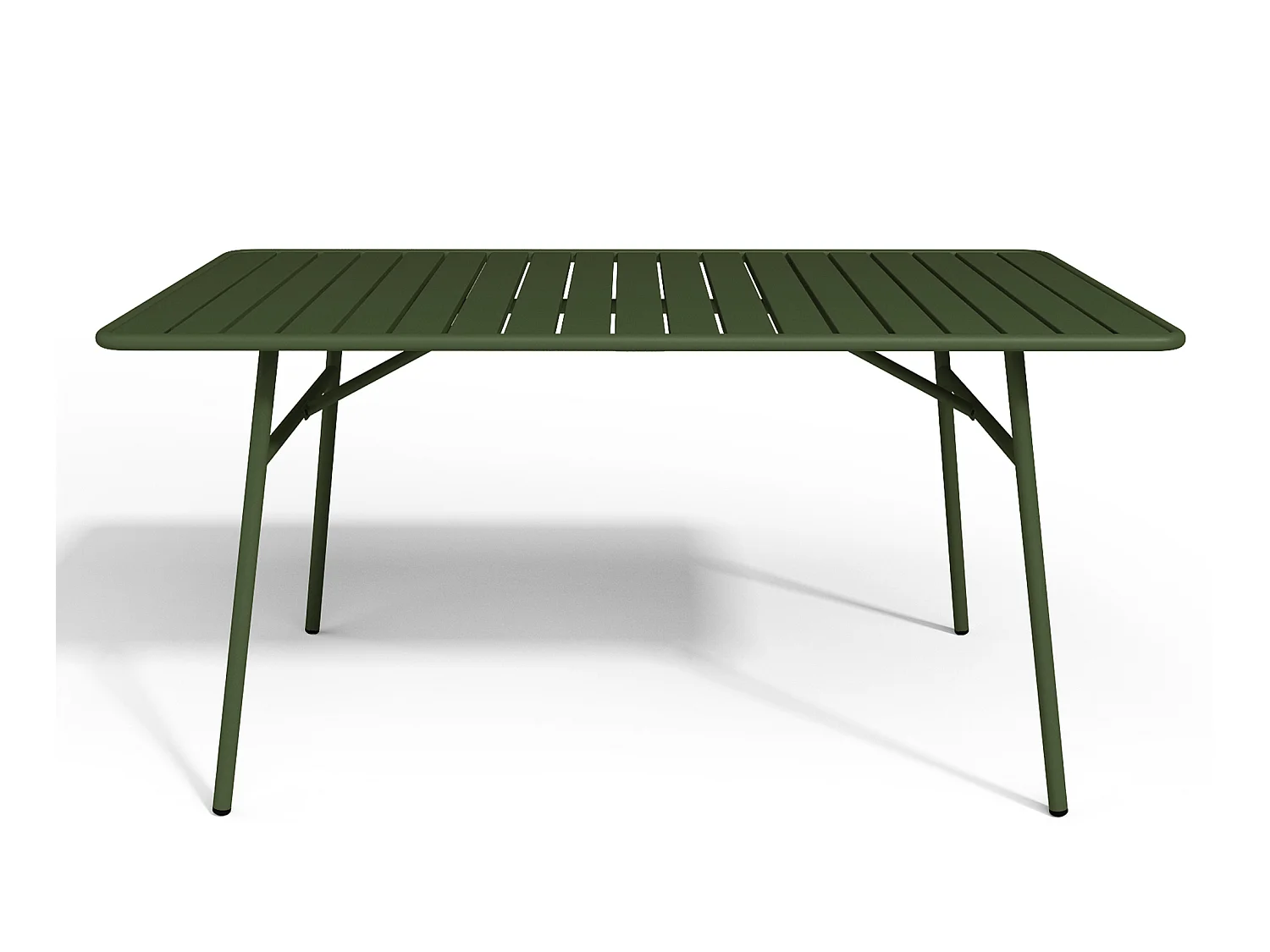 Conjunto de jantar de jardim em metal, uma mesa C. 160 cm com 2 cadeirões empilháveis e 4 cadeiras empilháveis, caqui - MIRMANDE