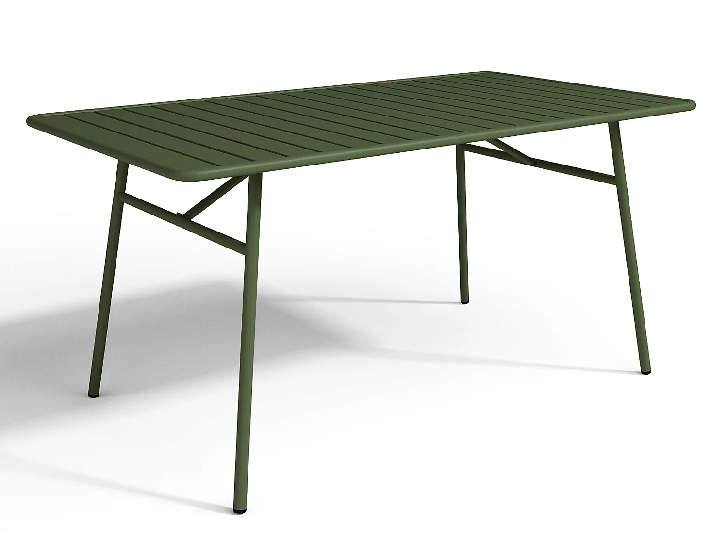 Conjunto de jantar de jardim em metal, uma mesa C. 160 cm com 2 cadeirões empilháveis e 4 cadeiras empilháveis, caqui - MIRMANDE