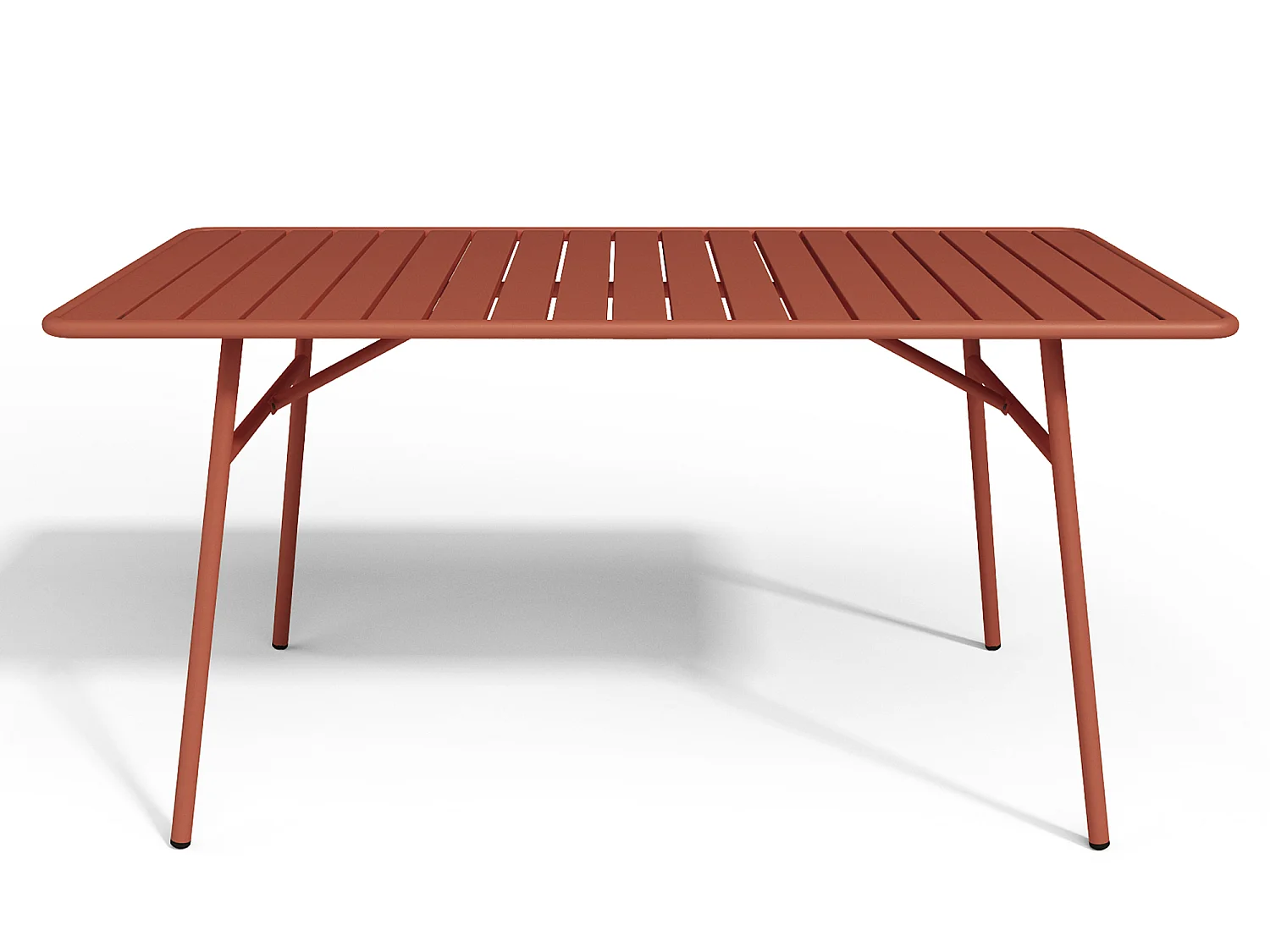 Tuineethoek - Metaal - Een tafel L160 cm en 4 opstapelbare stoelen - Terracotta - MIRMANDE
